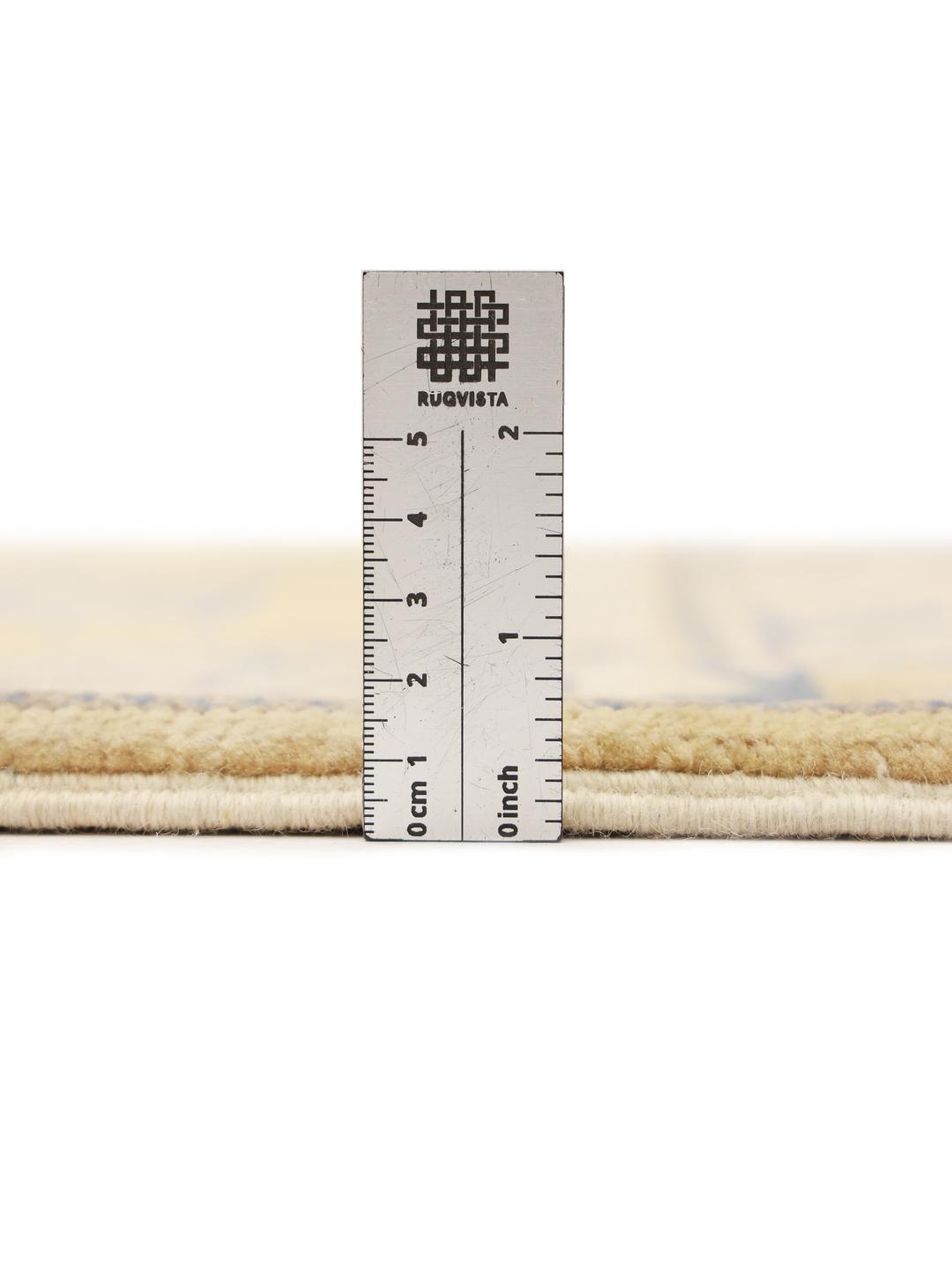 Handgeknoopt Afghaans Kazak-tapijt in beige en blauw