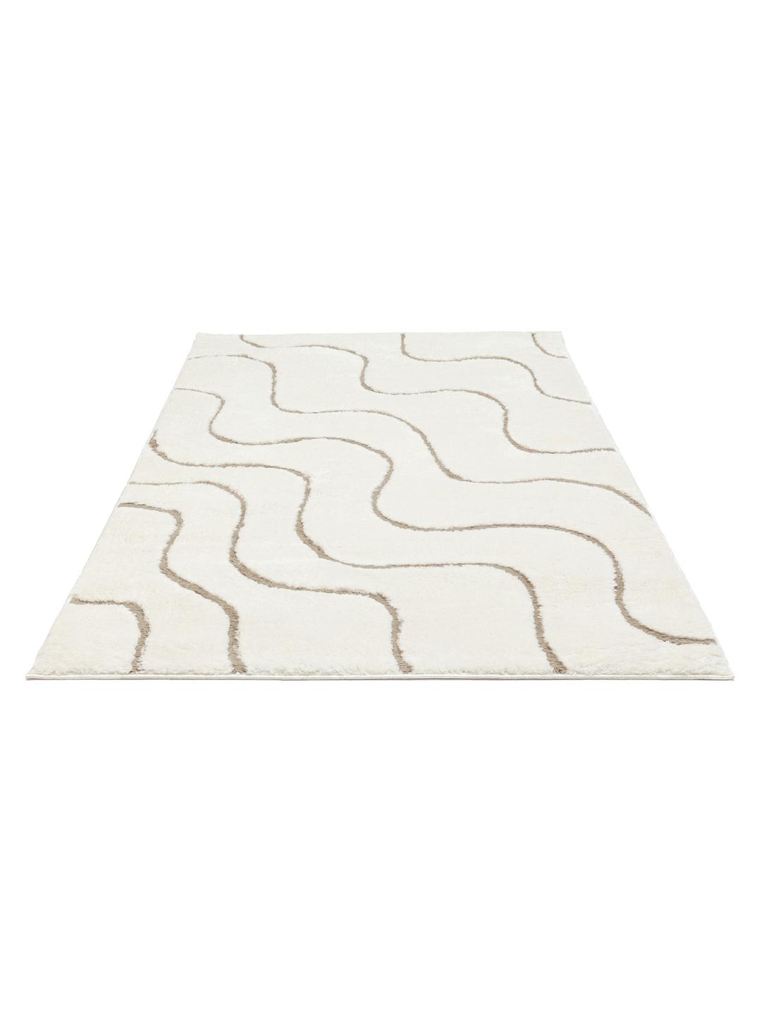 Wit en beige tapijt met hoge en lage pooltextuur