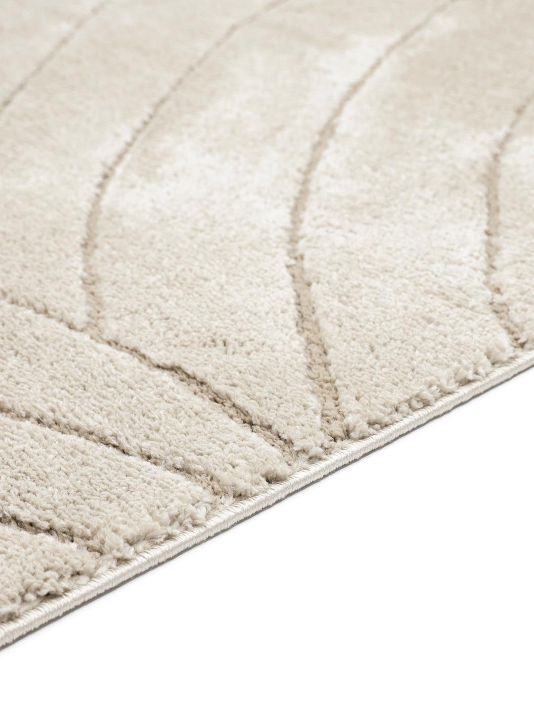 Beige vloerkleed met gebogen ontwerp in hoog en laag pool