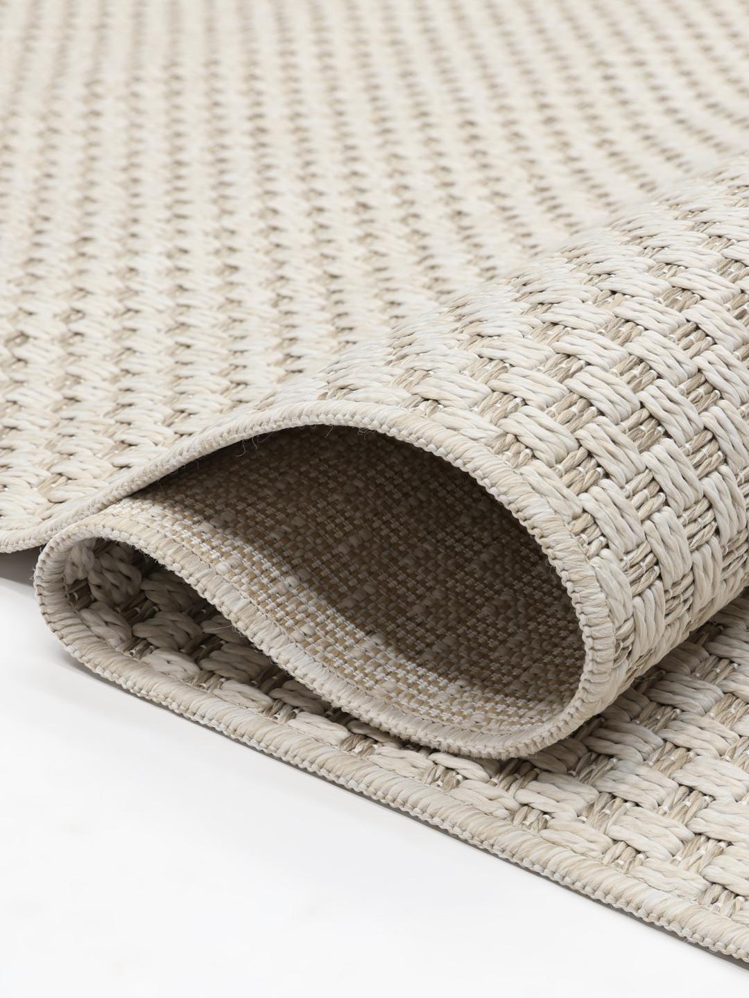 Tapis rond beige et blanc