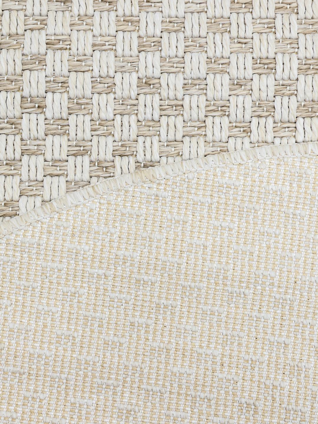 Rond beige en wit vloerkleed