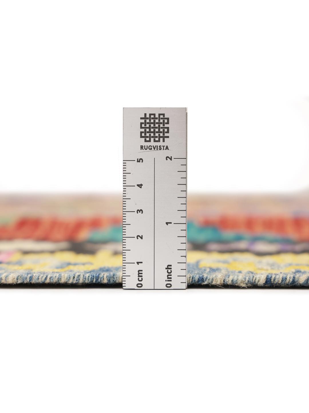Tappeto Kelim afghano tessuto a mano con vivaci motivi geometrici a rombi multicolore