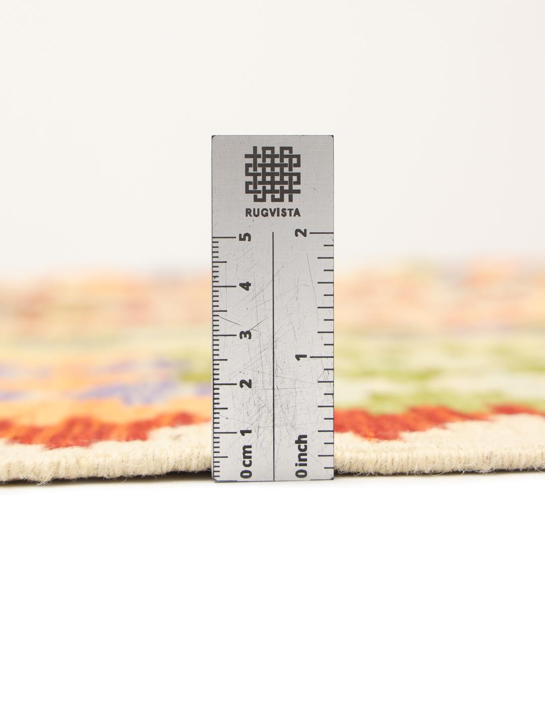 Tappeto Kelim afghano fatto a mano con motivi geometrici in lana multicolore