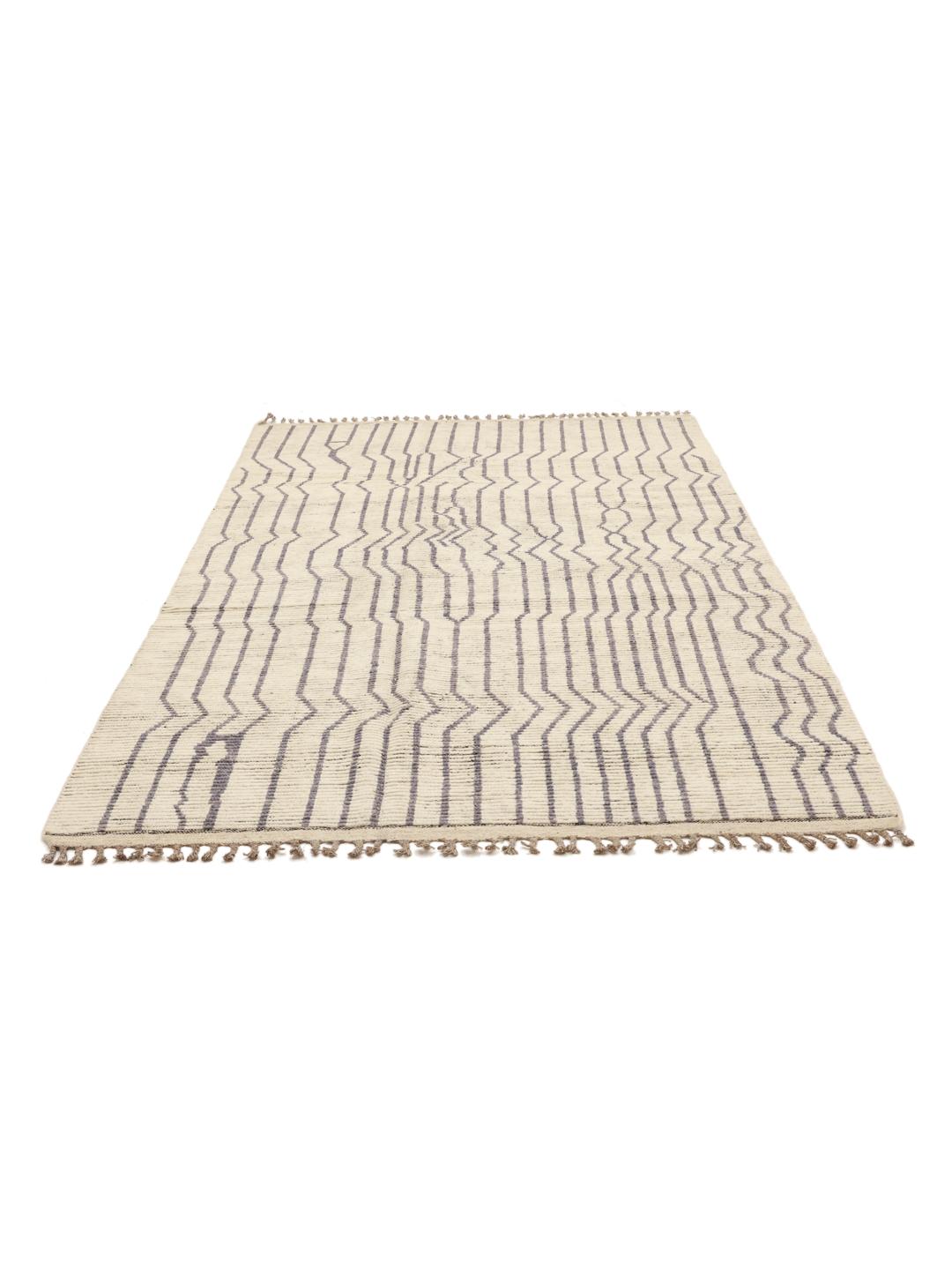 Handgeknoopt Afghaans tapijt met een beige en grijs geometrisch patroon