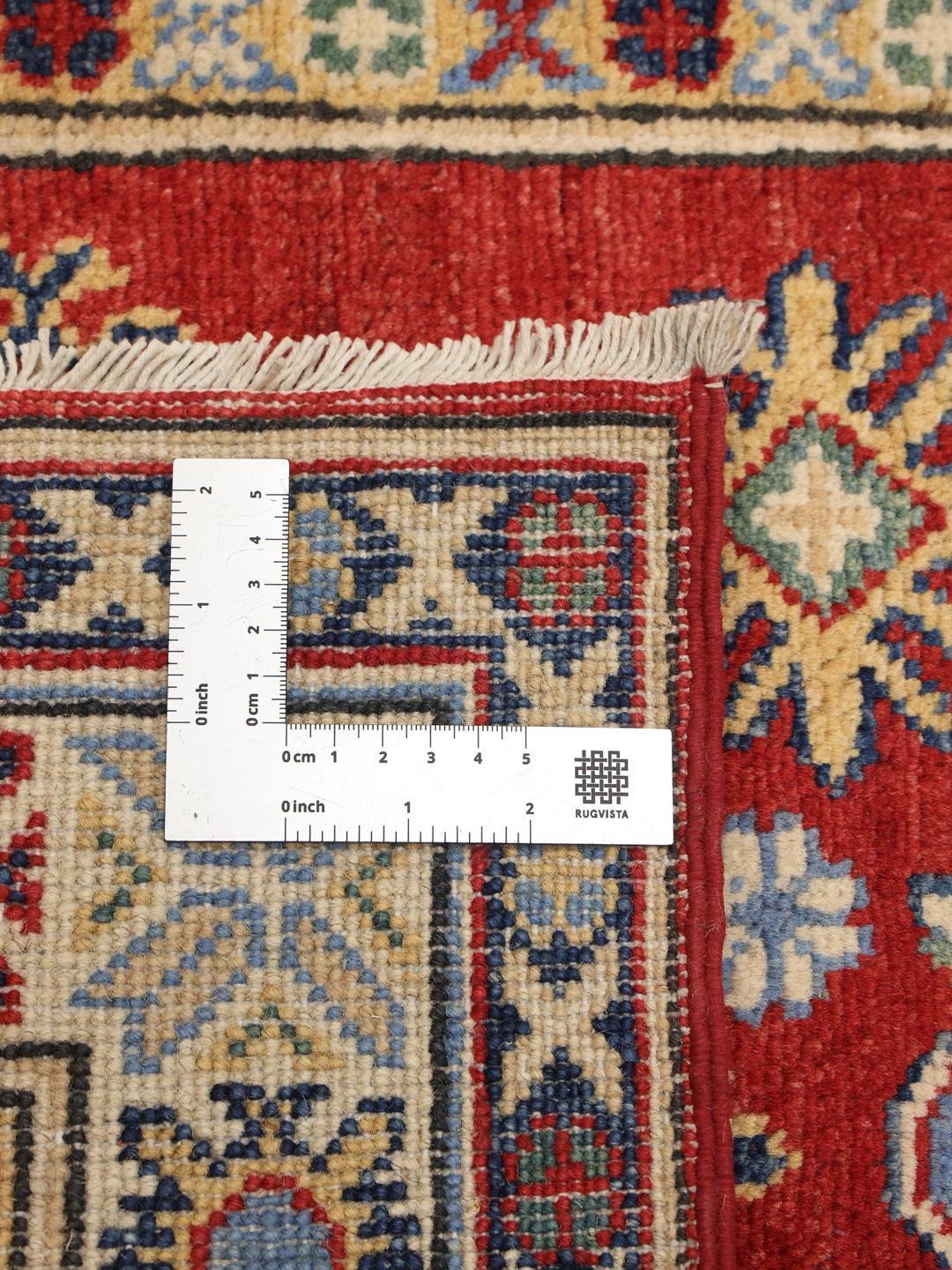 Handgeknüpfter Kazak Läufer aus Afghanistan in Rot, Blau und Beige