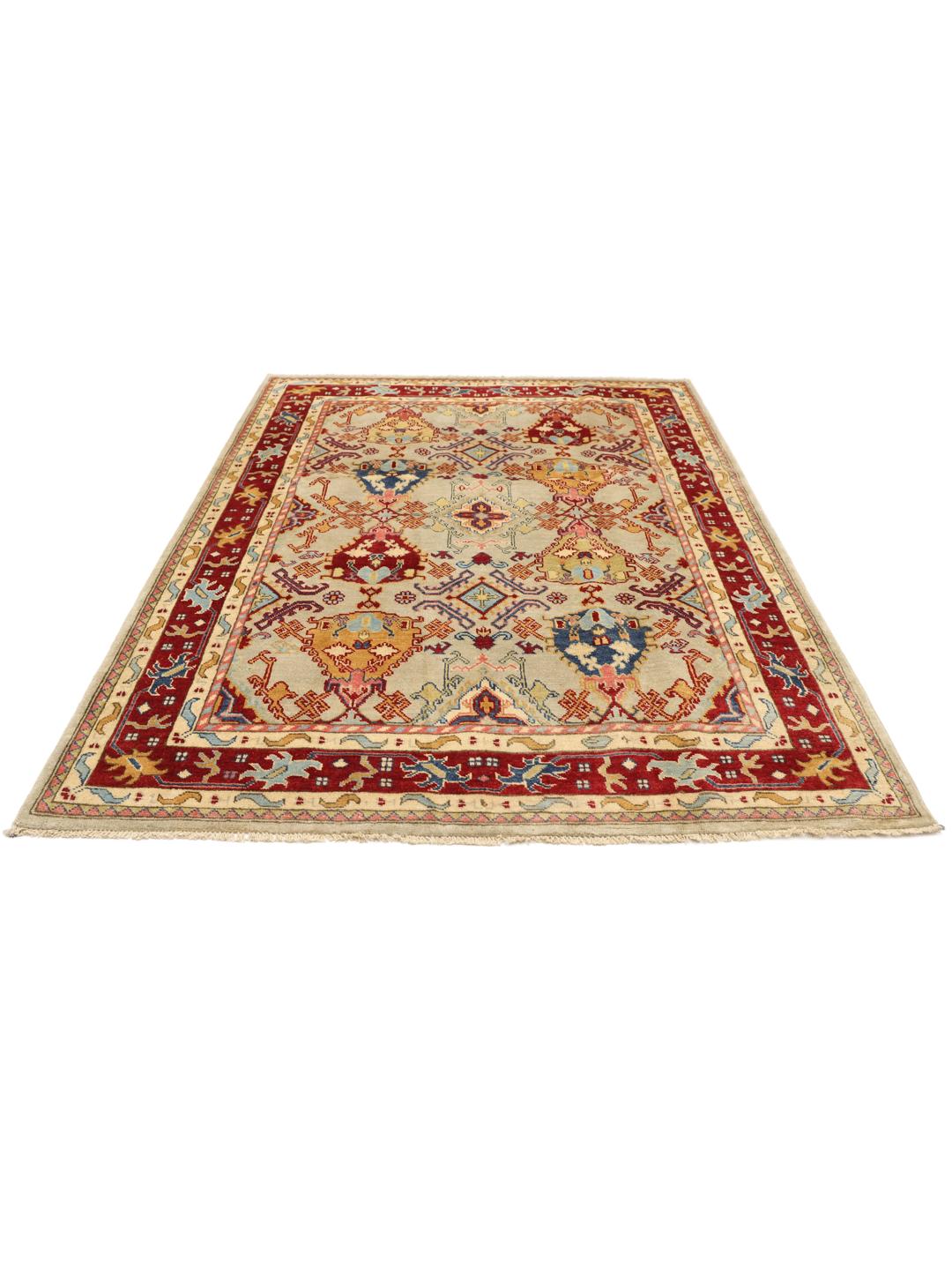 Tapis afghan Kazak noué à la main avec un motif géométrique multicolore