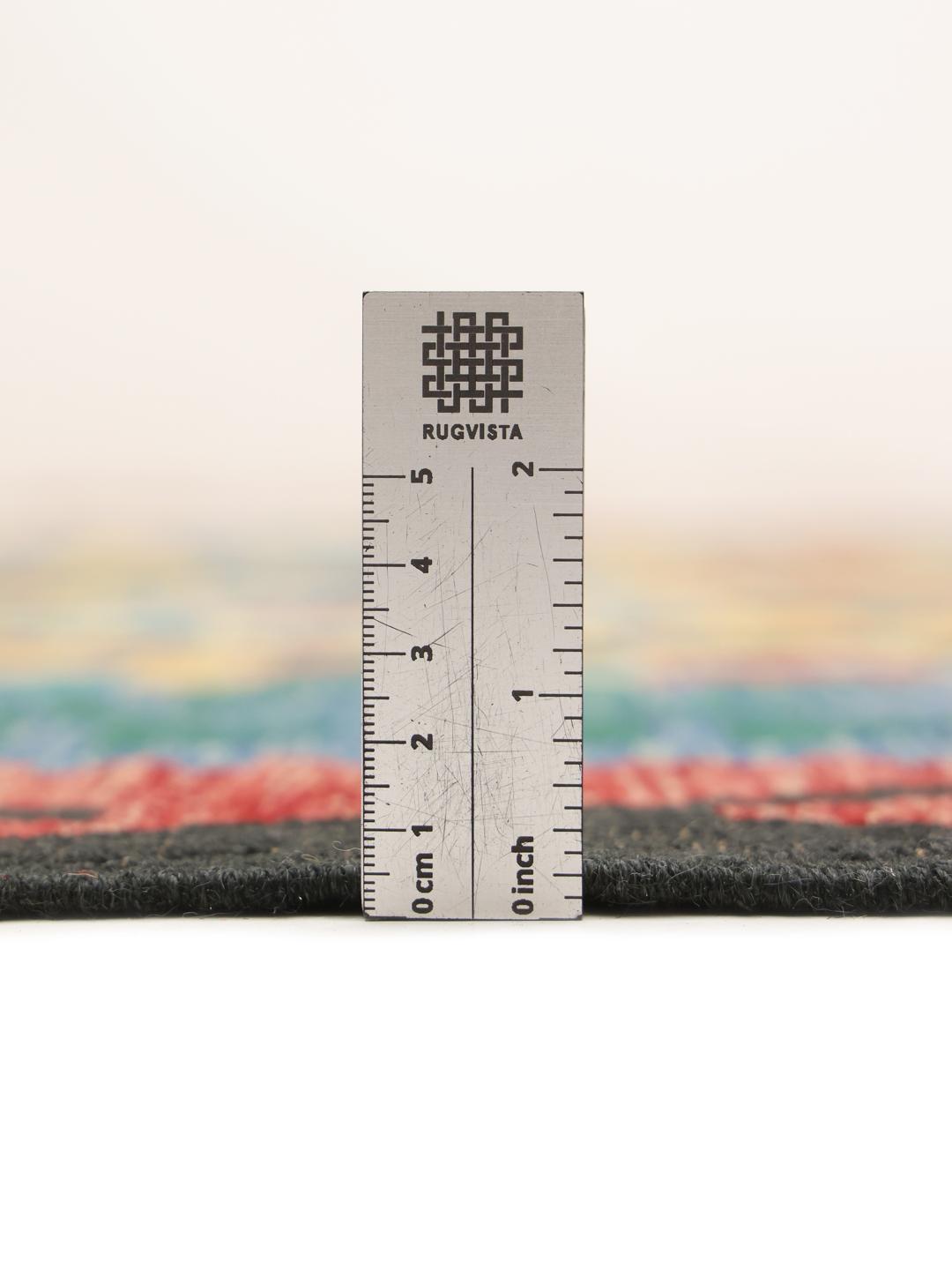 Tapis Kelim afghan tissé à la main avec un motif géométrique multicolore en losanges
