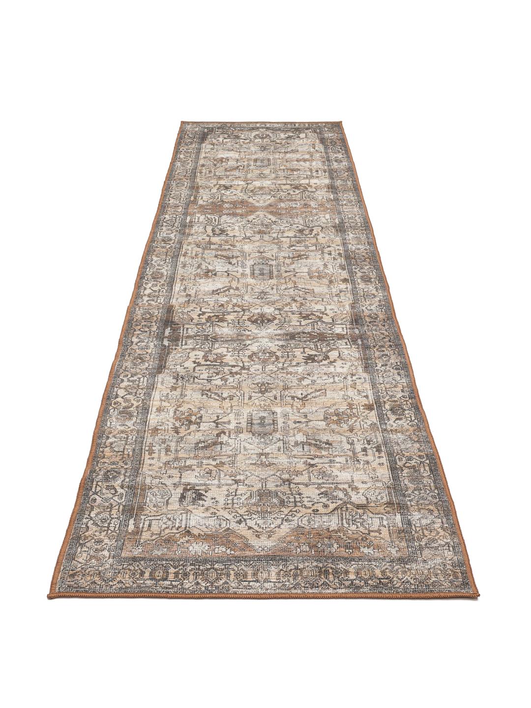 loper in bruin en beige