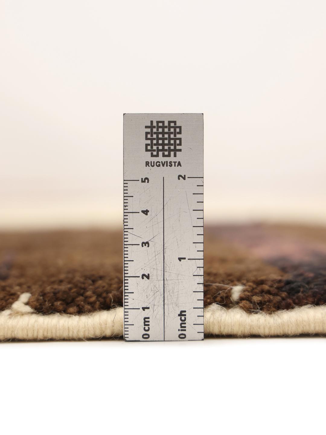 Handgeknoopt Marokkaans Berber Beni Ourain kleed met abstracte bruine en beige patronen