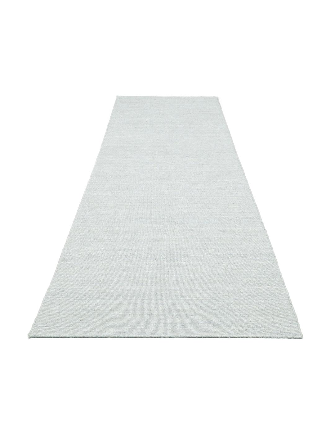 Tapis en laine tissé à plat de couleur bleue