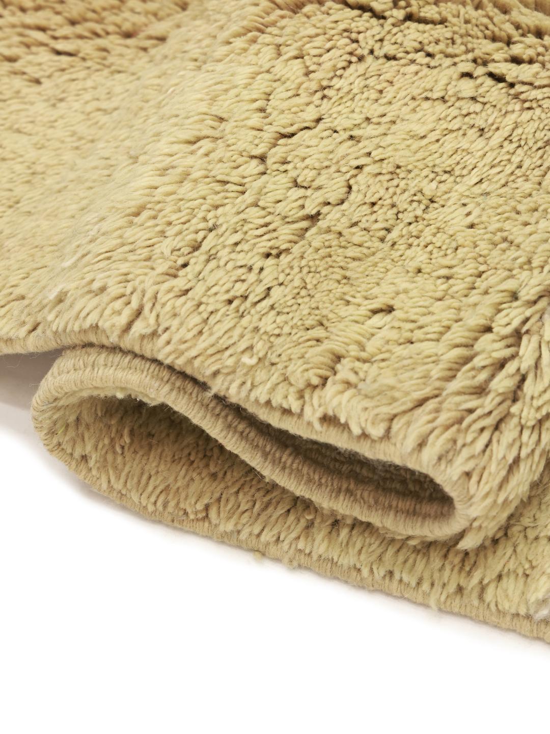 Met de hand geknoopt Marokkaans Berber Beni Ourain-tapijt met een abstract groen en beige patroon