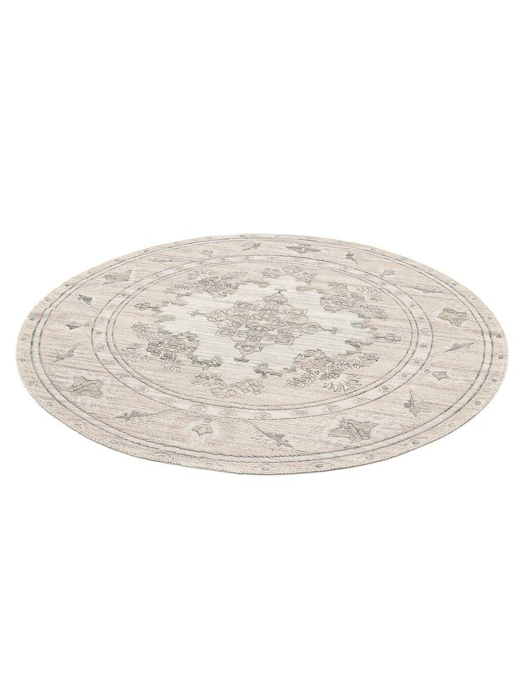Tapis rond beige et multicolore