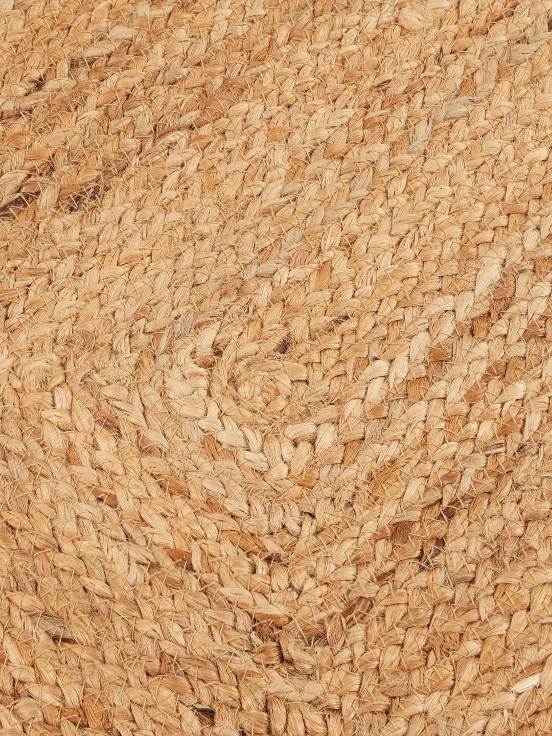 Handgeweven jute loper met een groene geschulpte rand