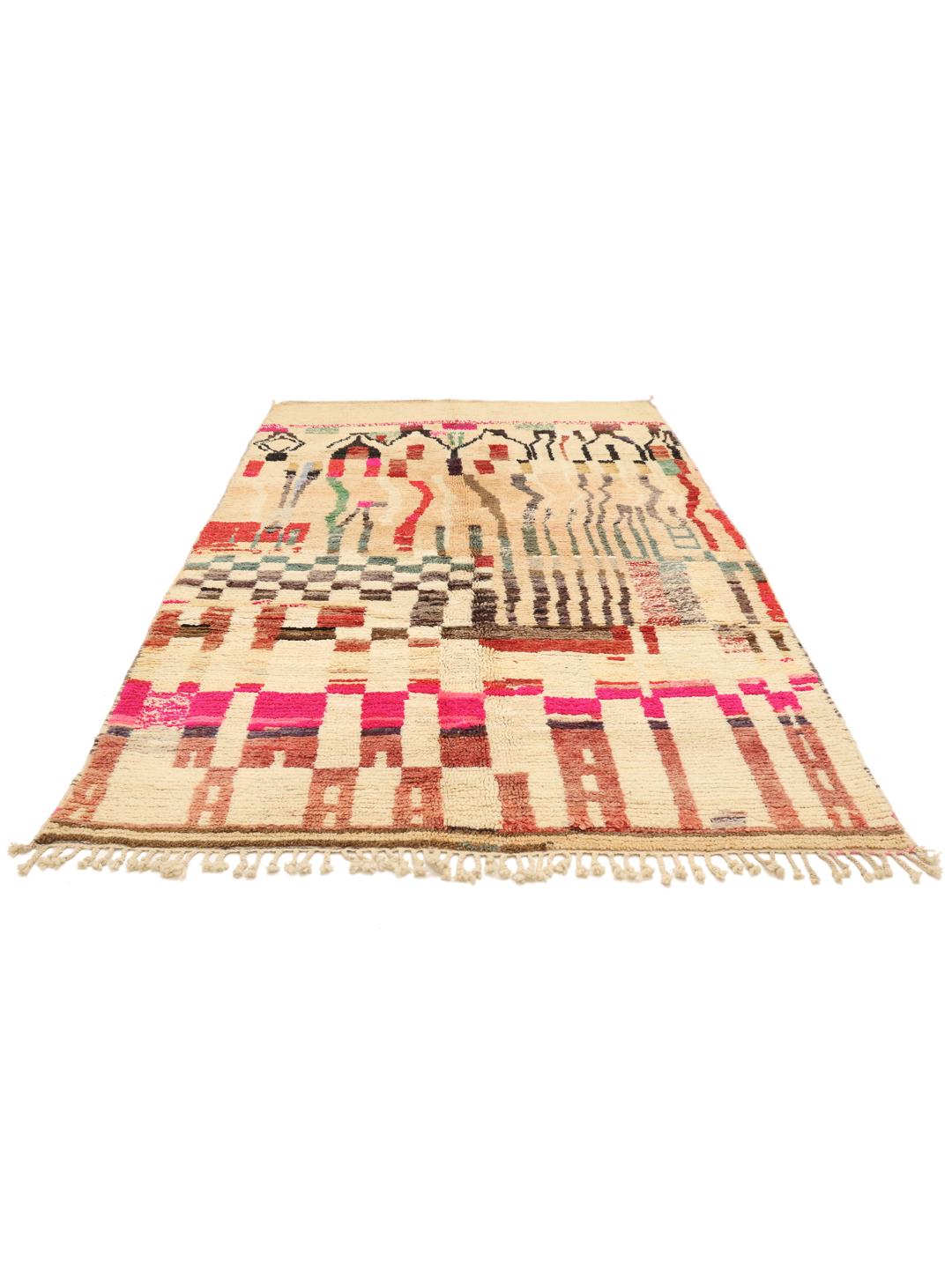 Moroccan rug in beige with unique tribal patterns
