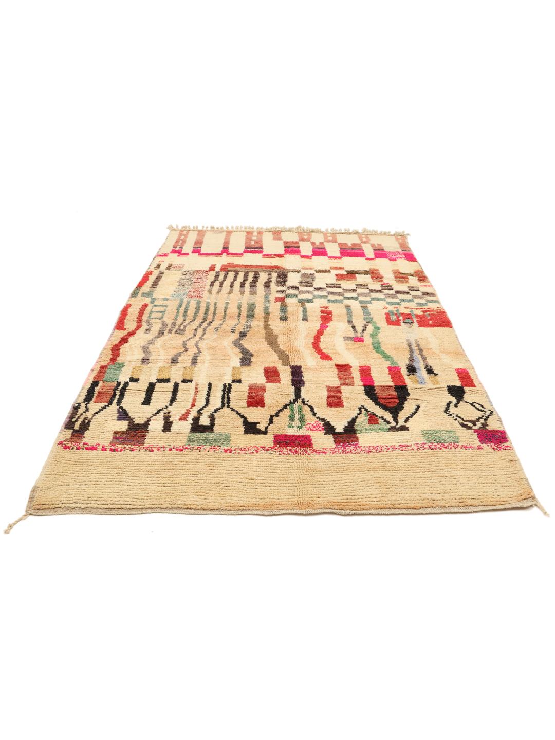 Moroccan rug in beige with unique tribal patterns