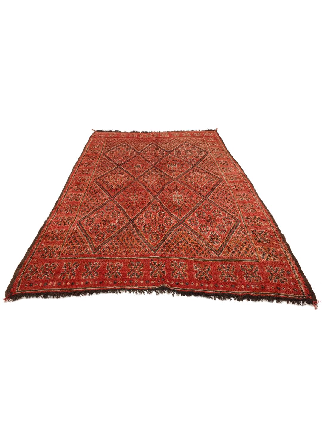 Vintage Marokkaans Berber-tapijt met ruitmotieven in het rood