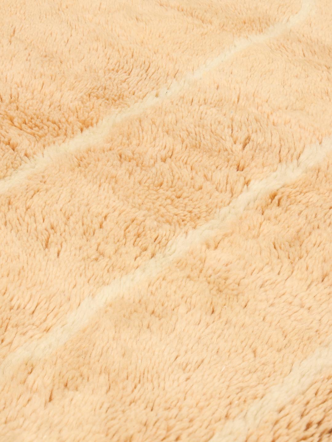 Håndknyttet beige berber marokkansk tæppe med geometriske linjer