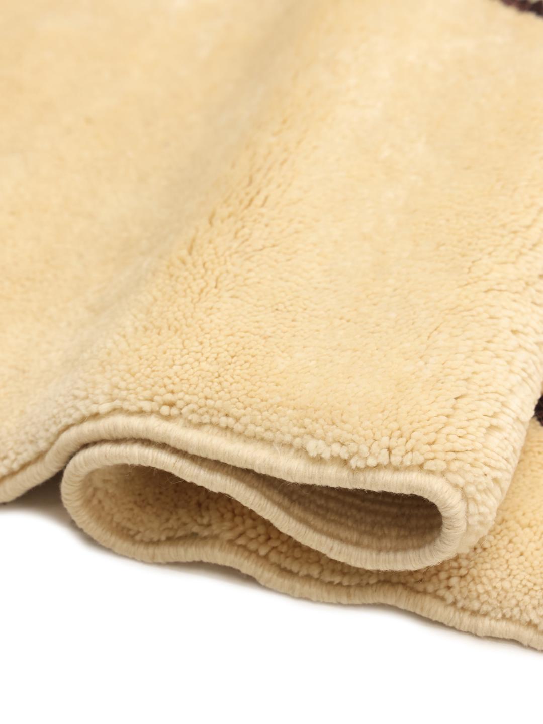 Håndknyttet Berber Moroccan-tæppe med geometriske linjer i beige og mørke toner