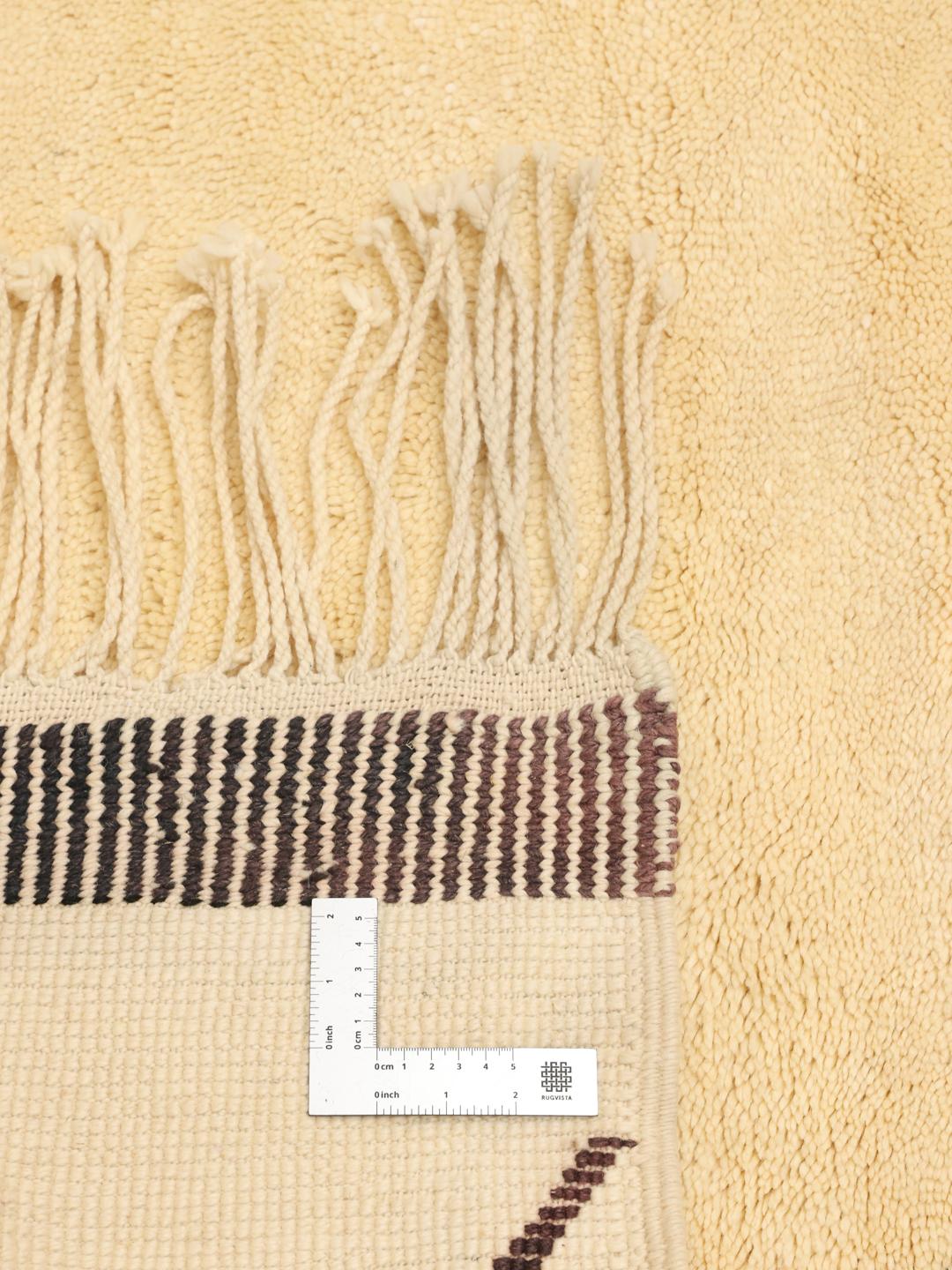 Håndknyttet Berber Moroccan-tæppe med geometriske linjer i beige og mørke toner