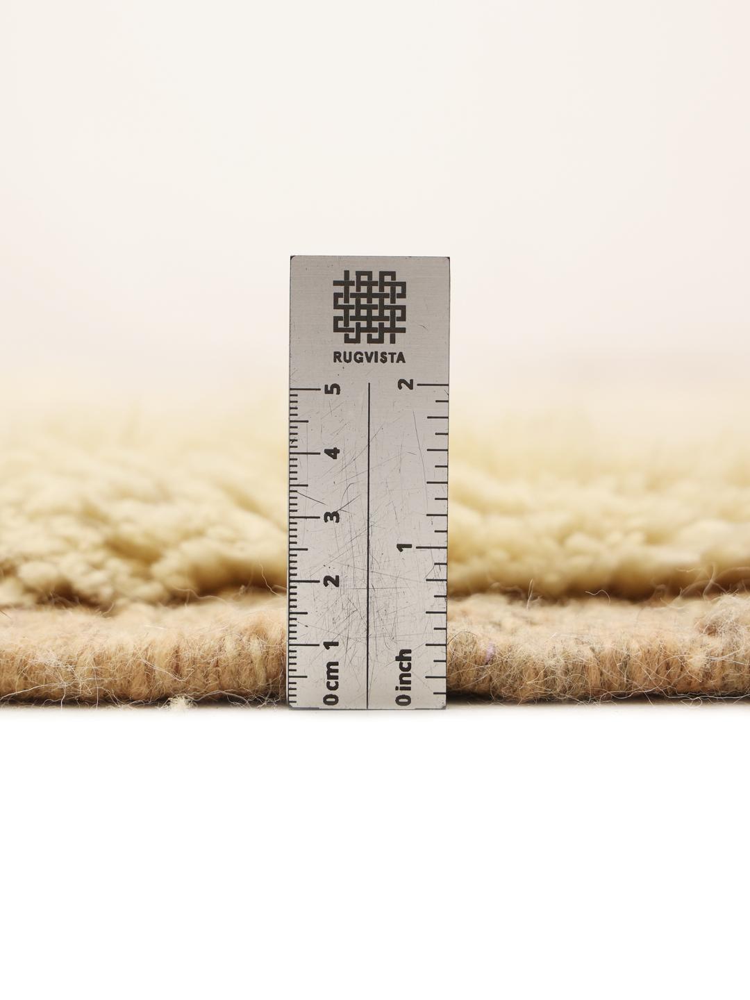 Handgeknoopt Berber Marokkaans tapijt met een pluchen beige pool en organisch ontwerp