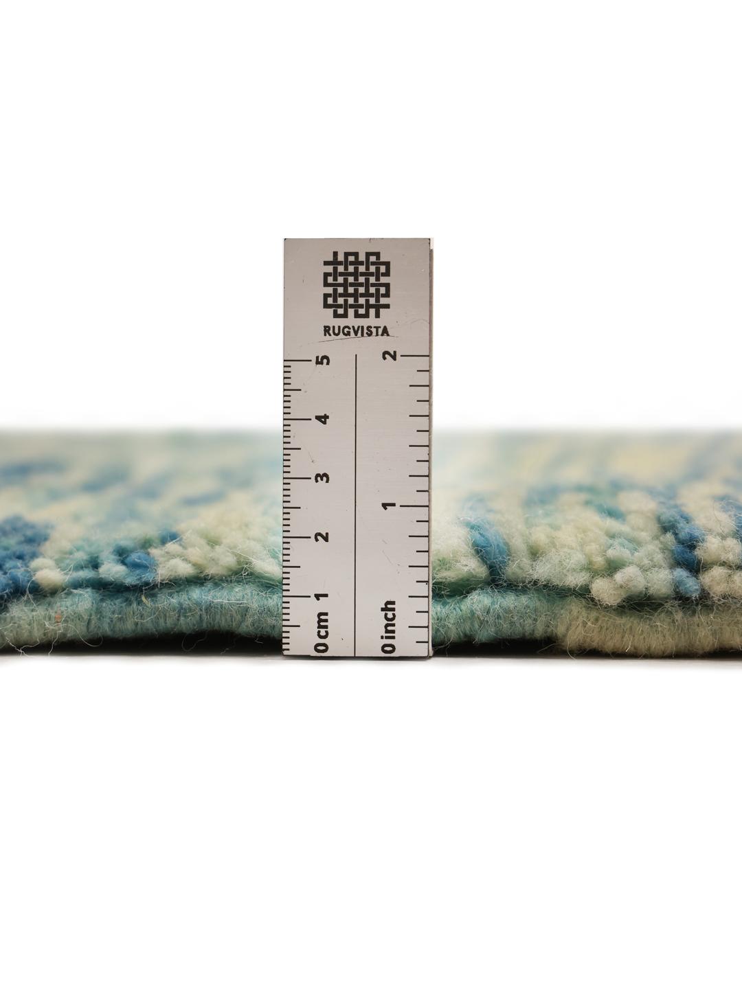 Handgeknoopt Berber Marokkaans tapijt met abstracte blauwe en groene tinten