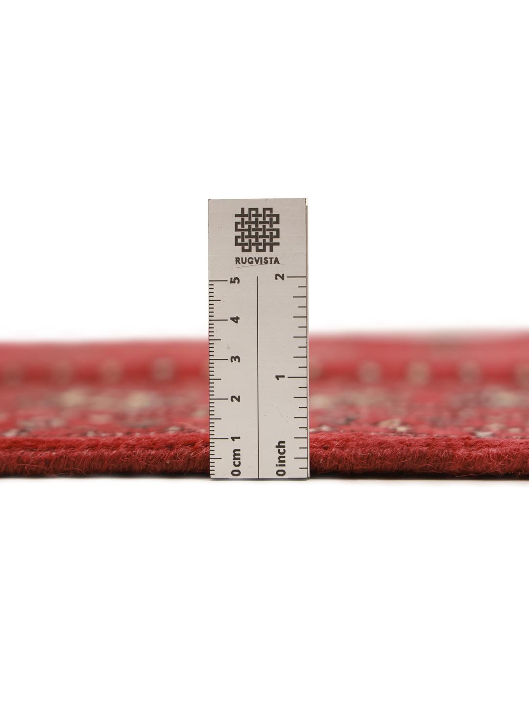 Vierkant handgemaakt Pakistan Bokhara 2ply kleed in dieprood met geometrische motieven