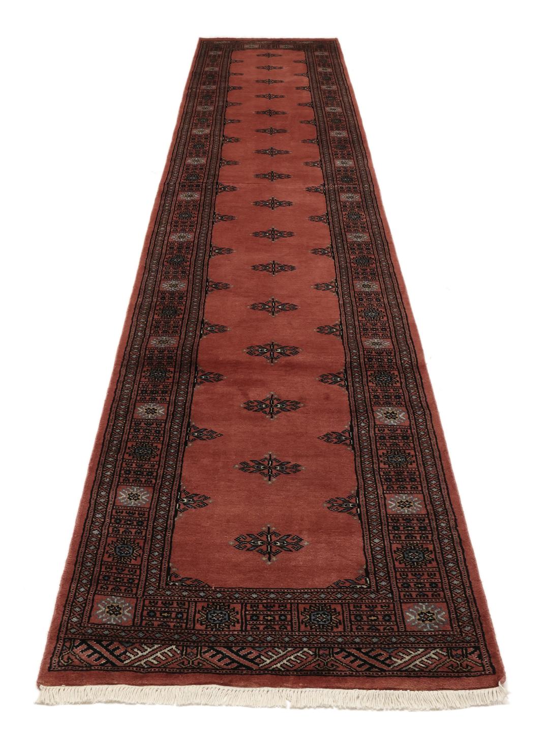 Runner Bokhara 2ply rosso annodato a mano dal Pakistan