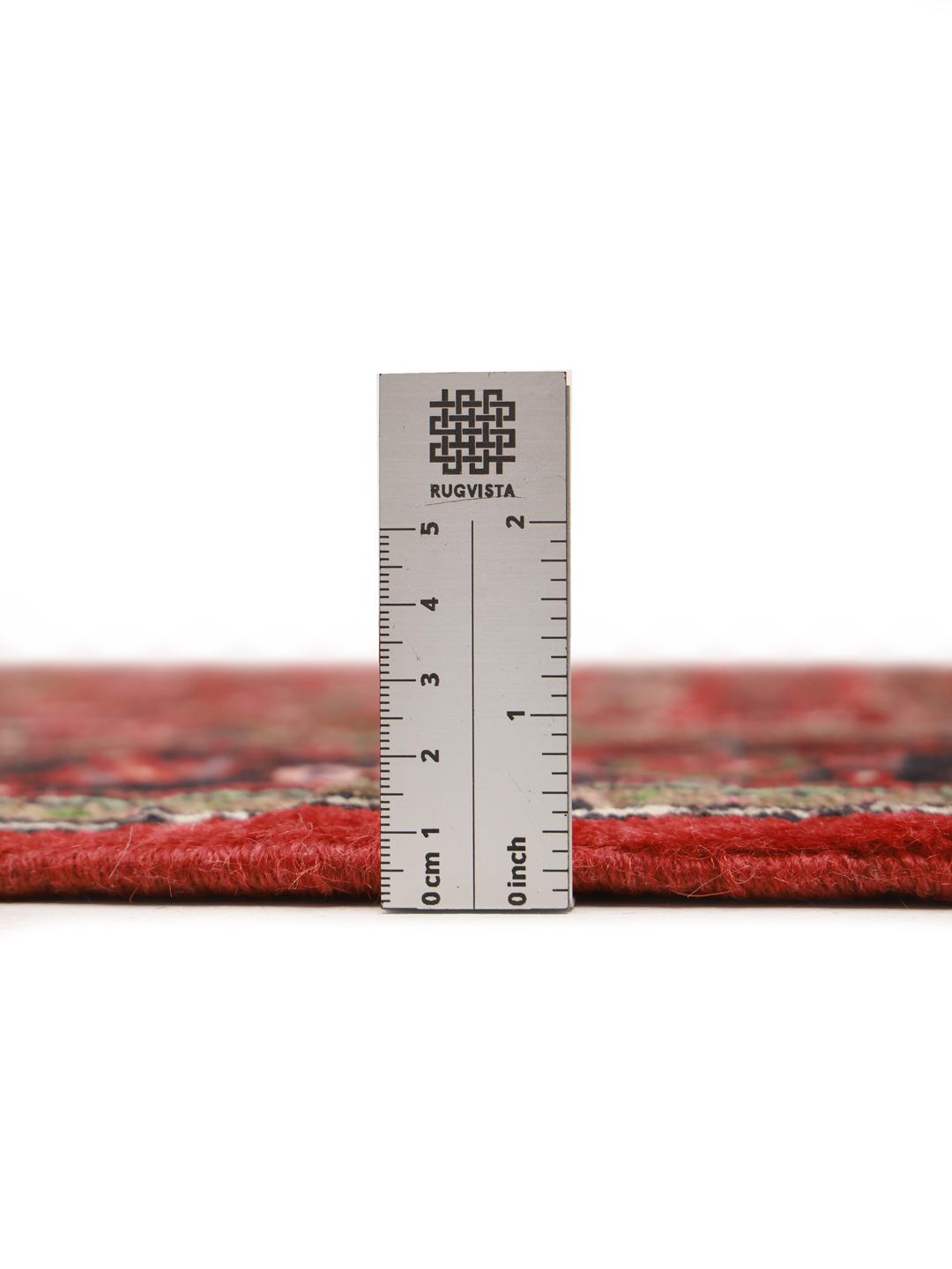 Hand-knotted Hosseinabad rug from the Middle East in dark-red and beige.