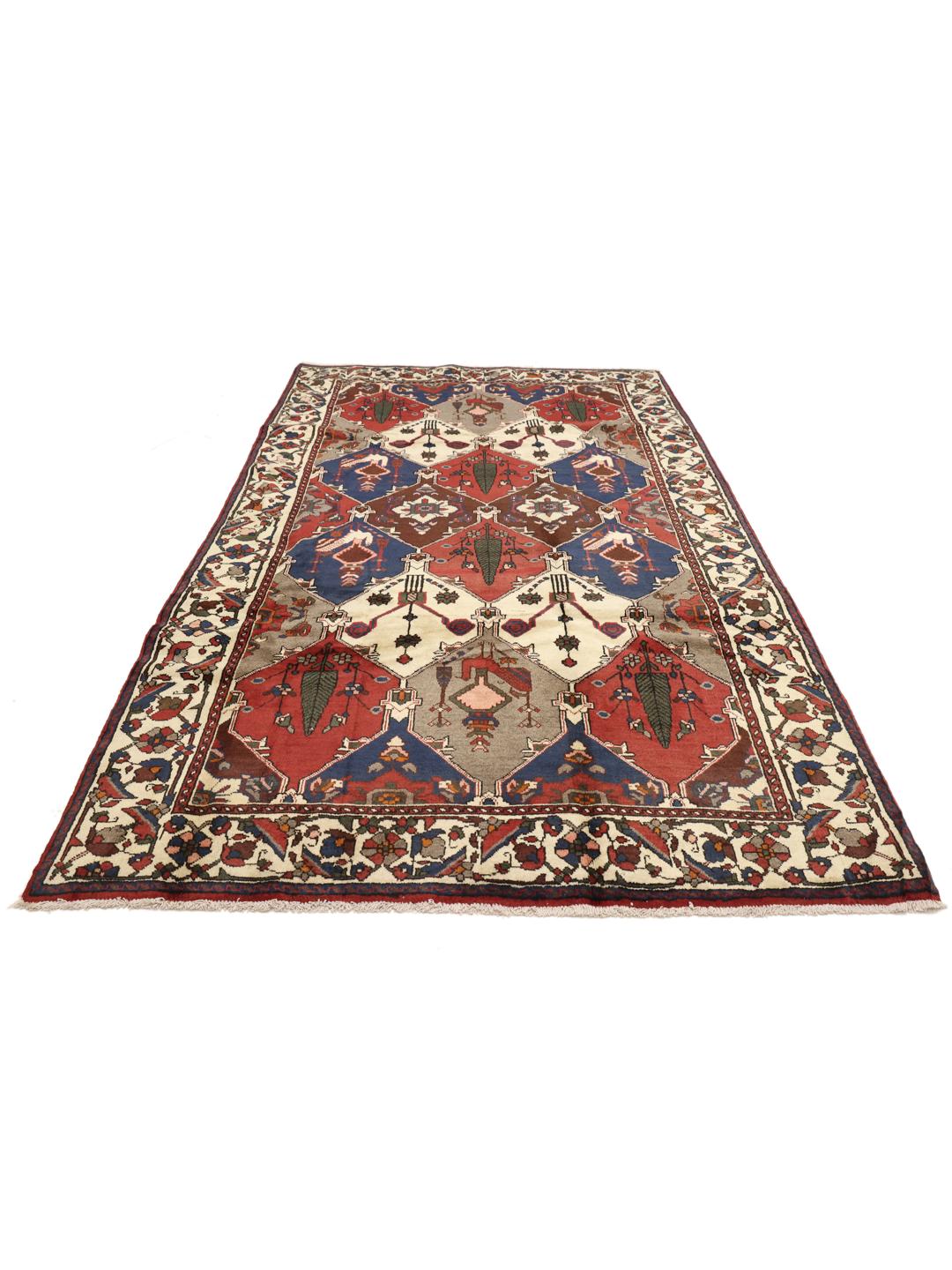 Handgeknoopt Bakhtiar-tapijt uit het Midden-Oosten in multicolor wol.