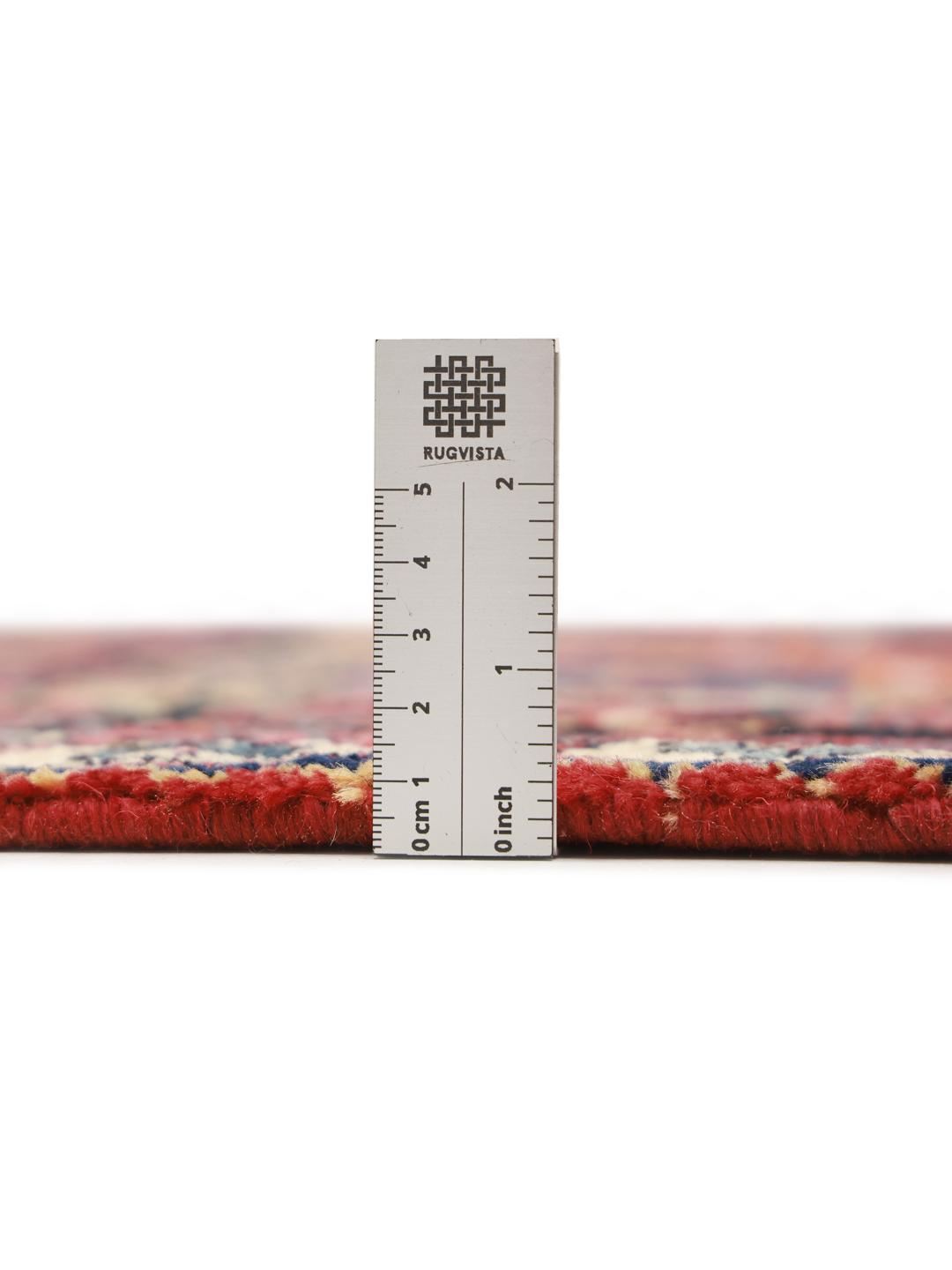 Hand-knotted Hamadan rug from the Middle East in dark-red and blue tones