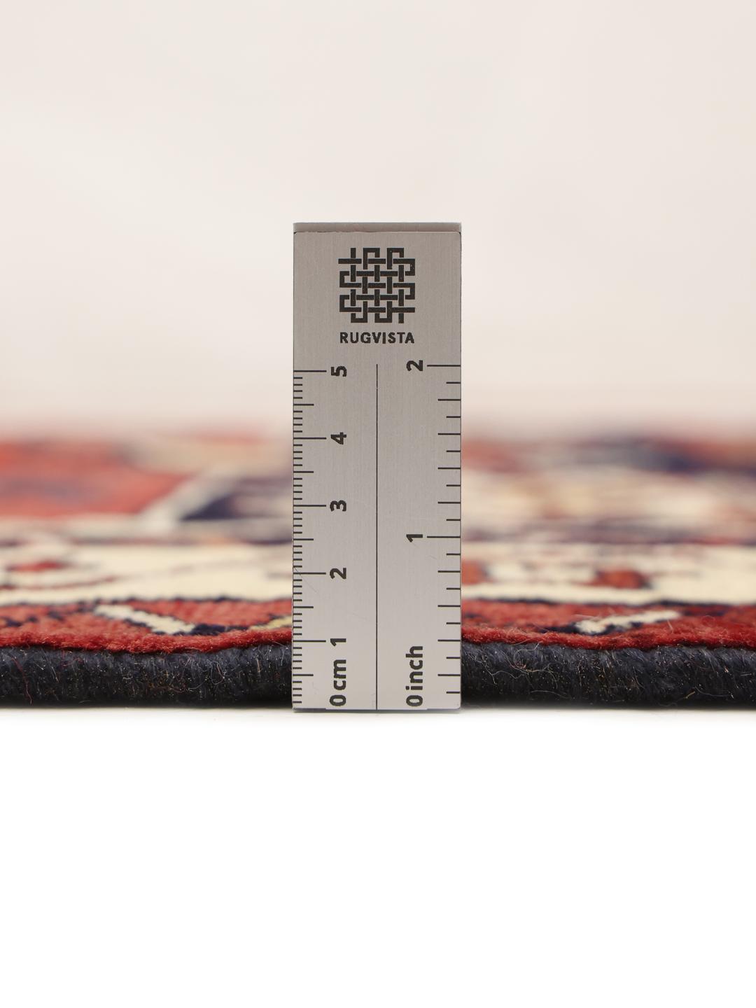 Håndknyttet Lori-tæppe med geometriske mønstre i rødt og sort fra Mellemøsten