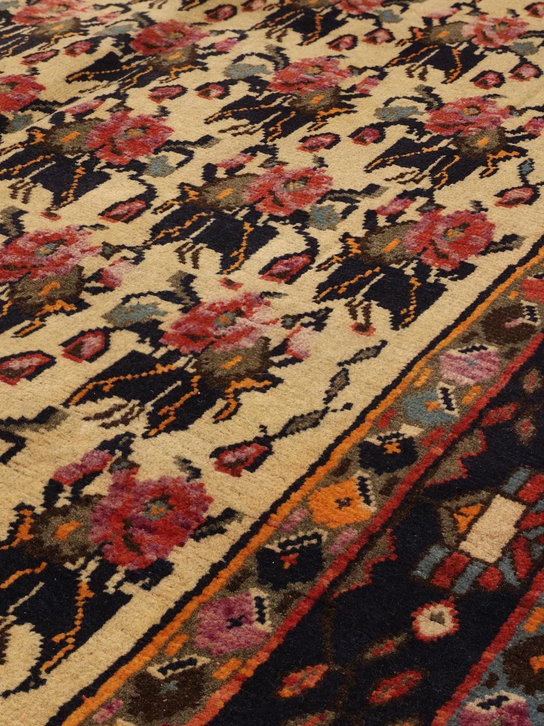 Hand-knotted Afshar rug from the Middle East in beige and blue