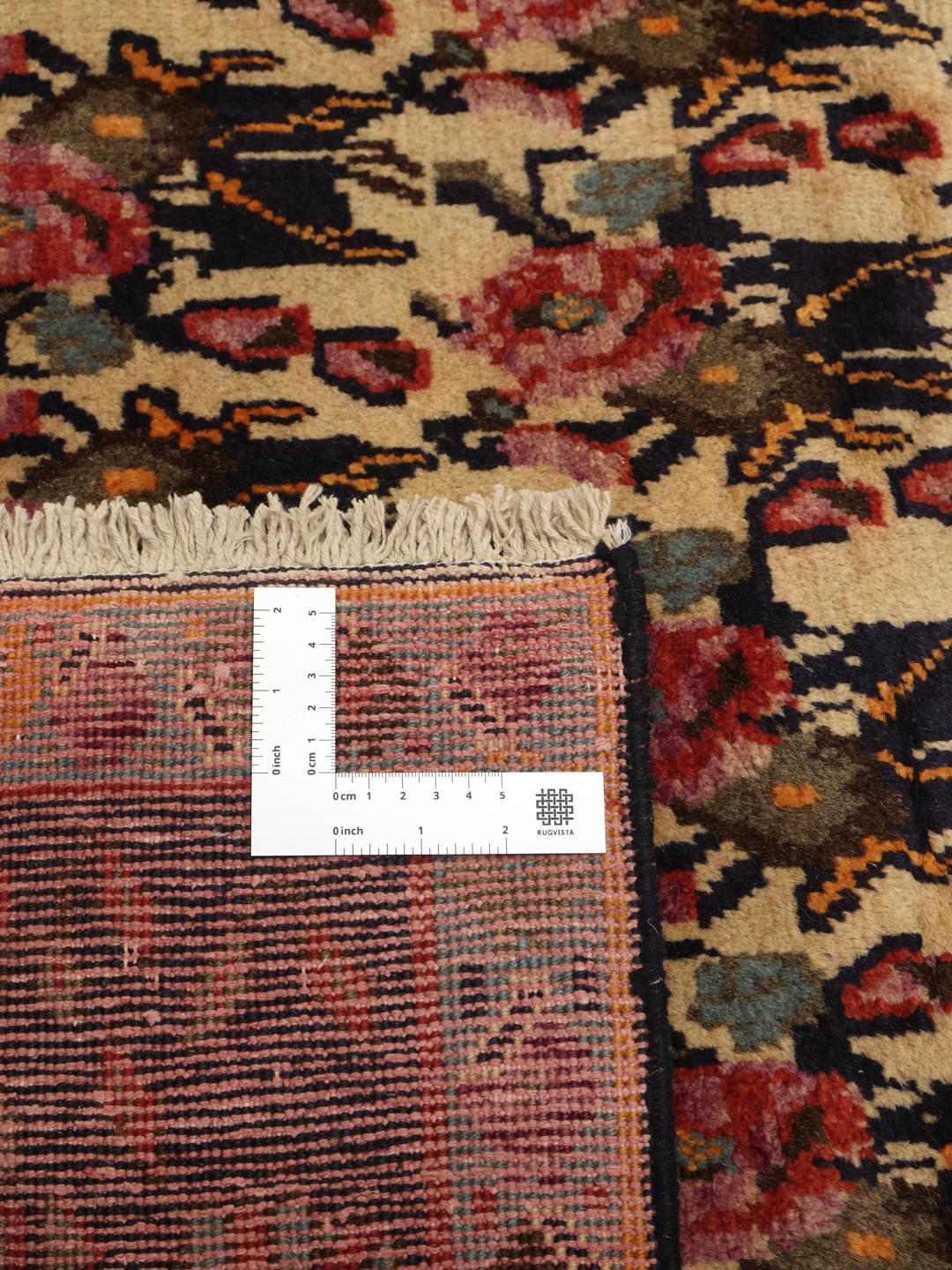 Hand-knotted Afshar rug from the Middle East in beige and blue