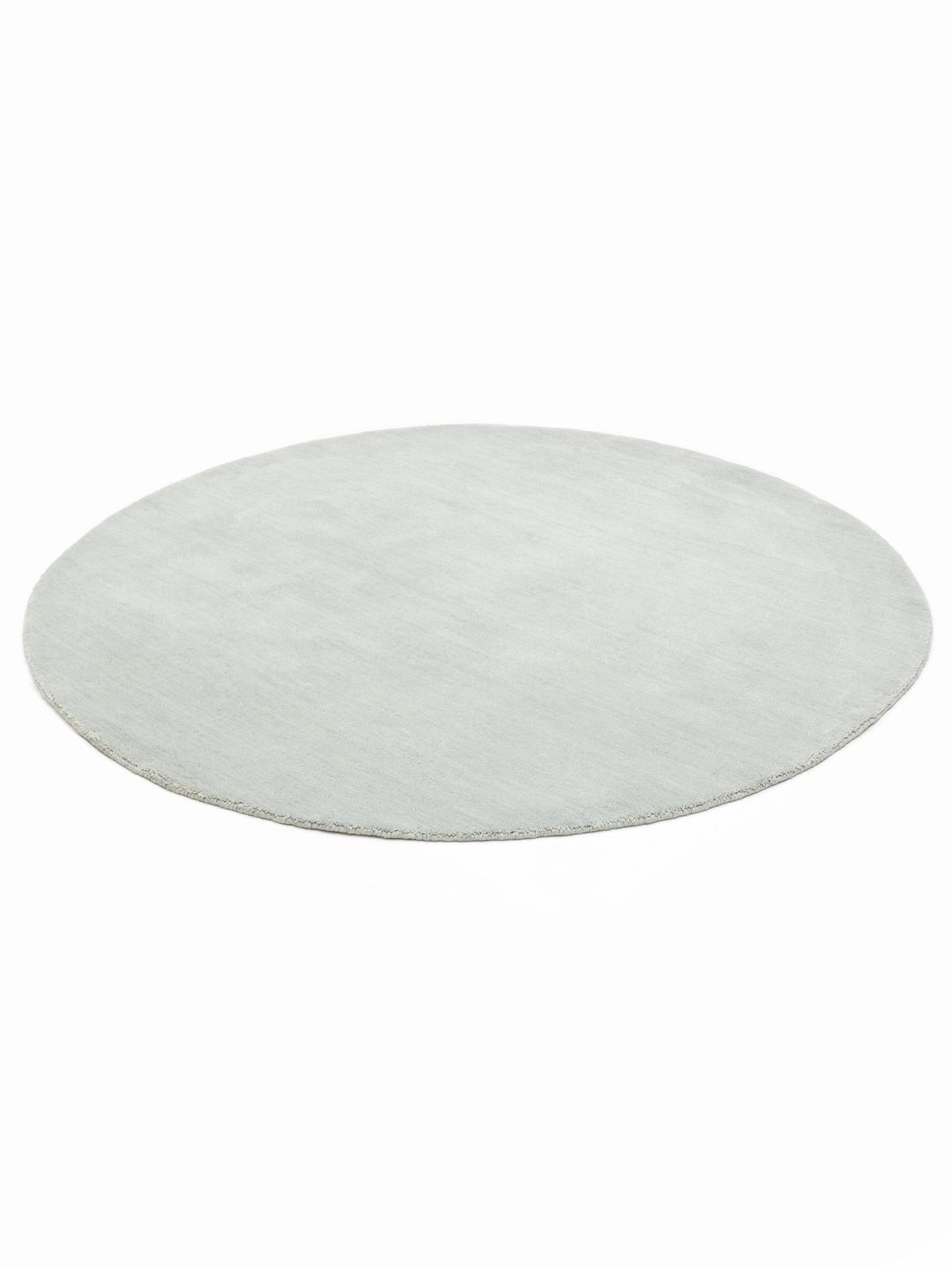 Tapis rond Handloom bleu poussiéreux en laine