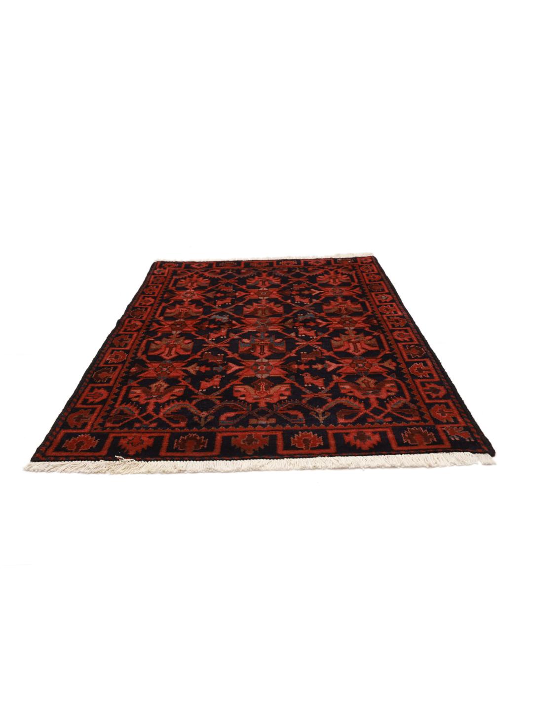Hand-knotted Hamadan rug in dark-red and black from the Middle East