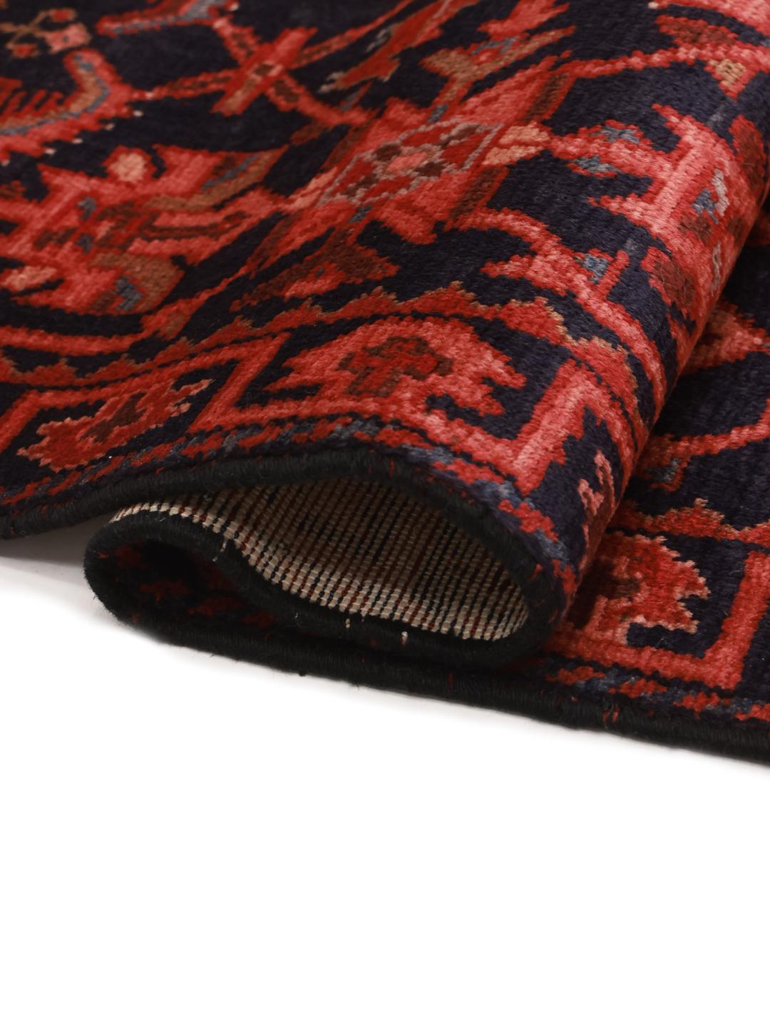Hand-knotted Hamadan rug in dark-red and black from the Middle East
