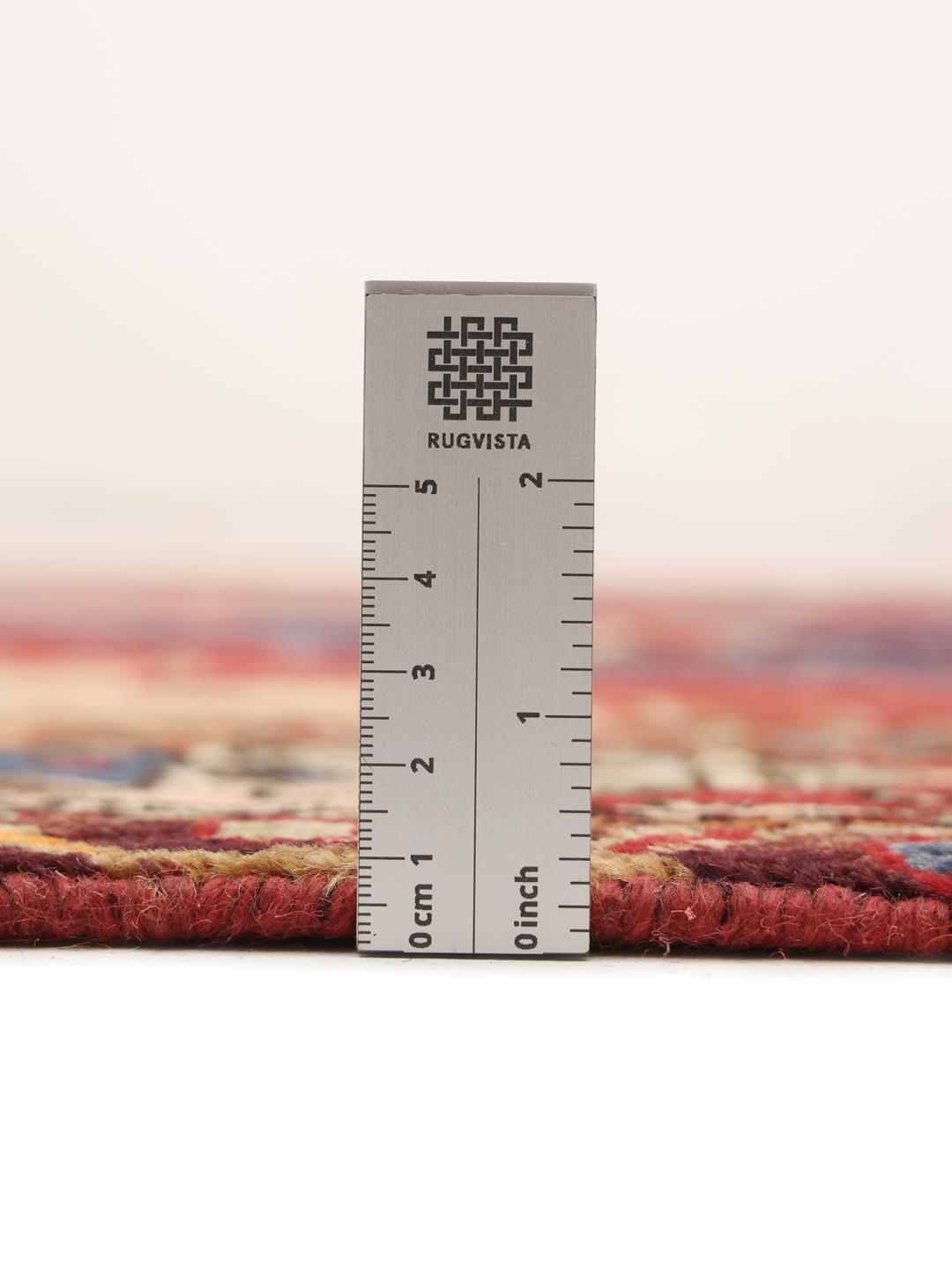 Hand-knotted red and blue Middle Eastern runner rug