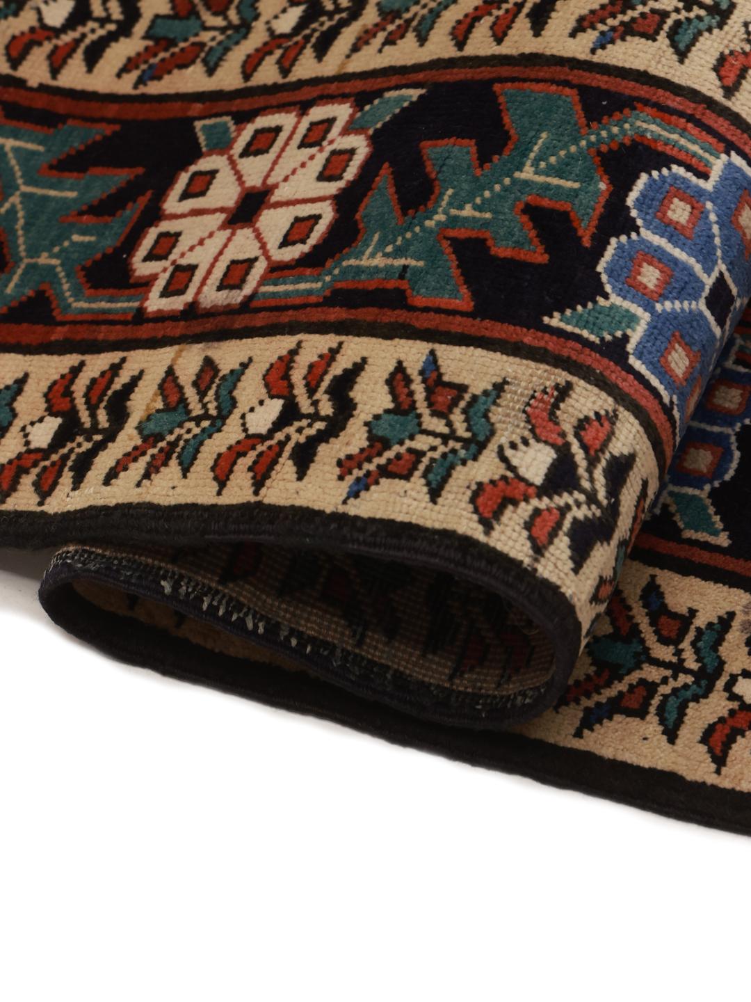 Hand-knotted Hamadan runner in dark-red with intricate geometric designs