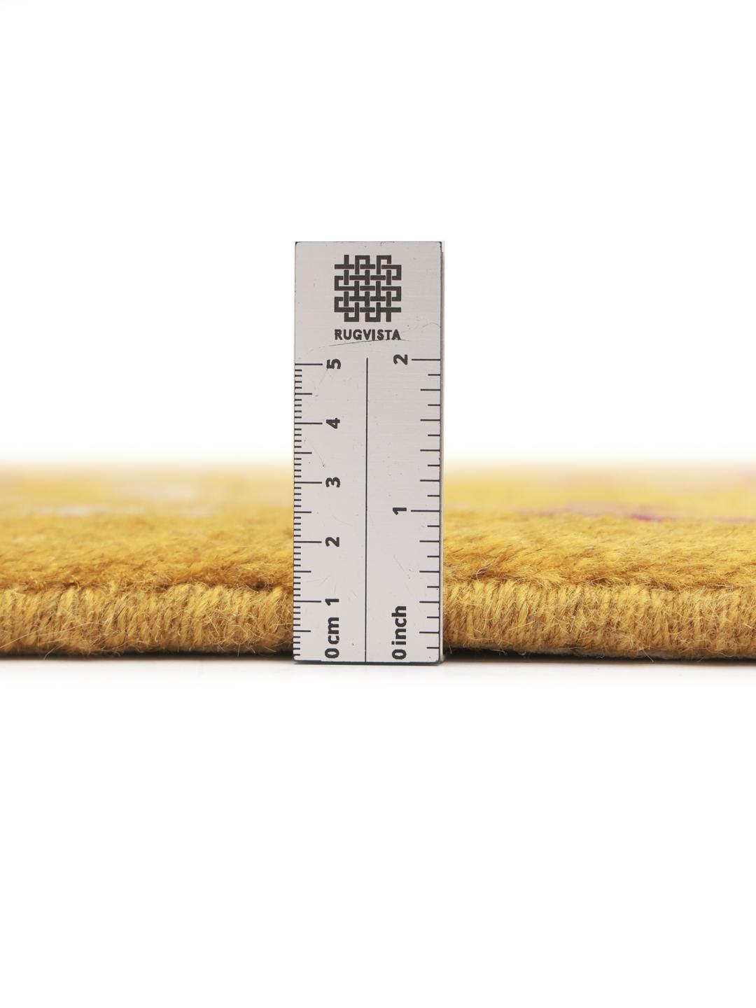 Yellow and multicolor hand-knotted Gabbeh rug with pictorial tree motifs
