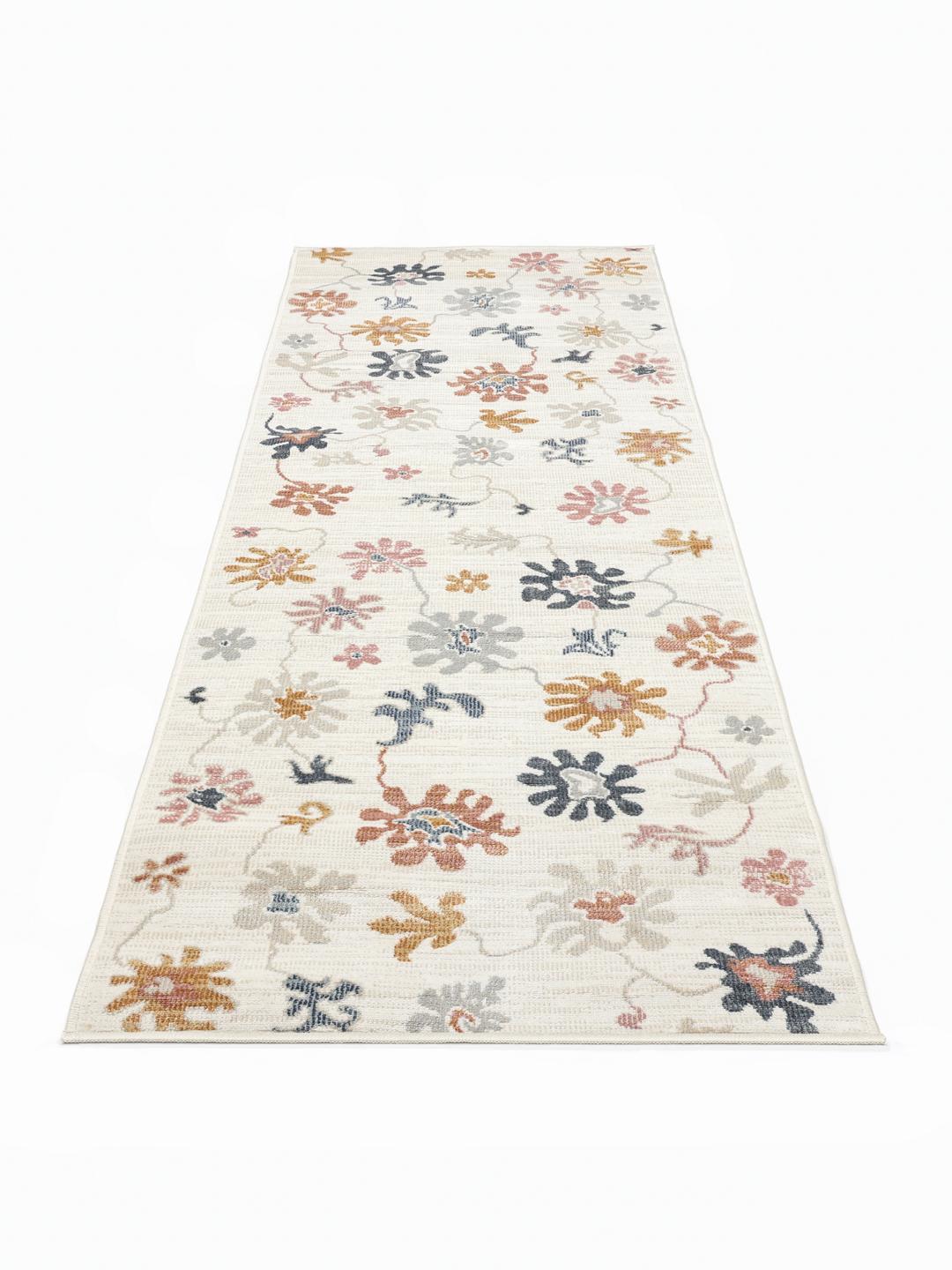 Tapis de couloir multicolore avec motif floral