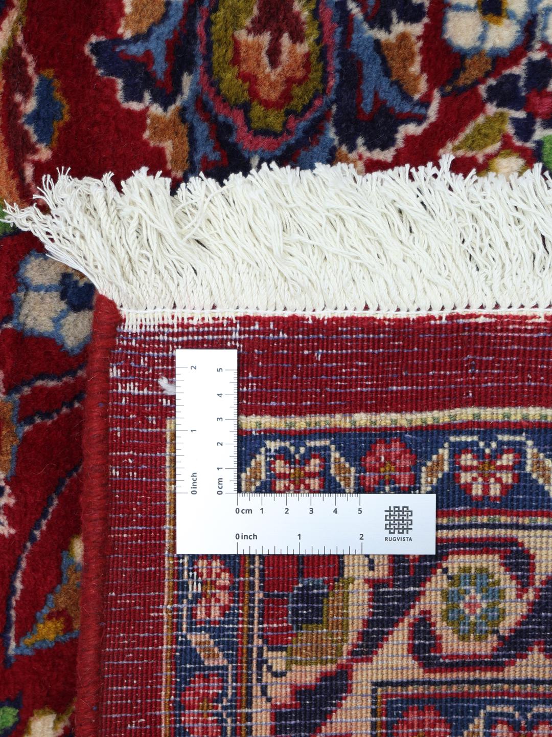 Håndknyttet Mashad-tæppe fra Mellemøsten i nuancer af rød og blå