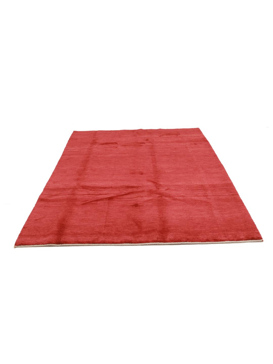 Un tapis Gabbeh rouge noué à la main originaire du Moyen-Orient