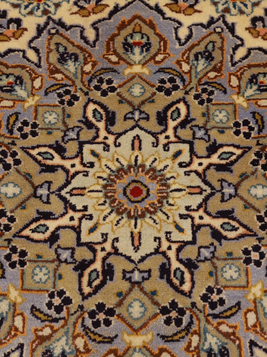 Hand-knotted Keshan rug from the Middle East in beige tones