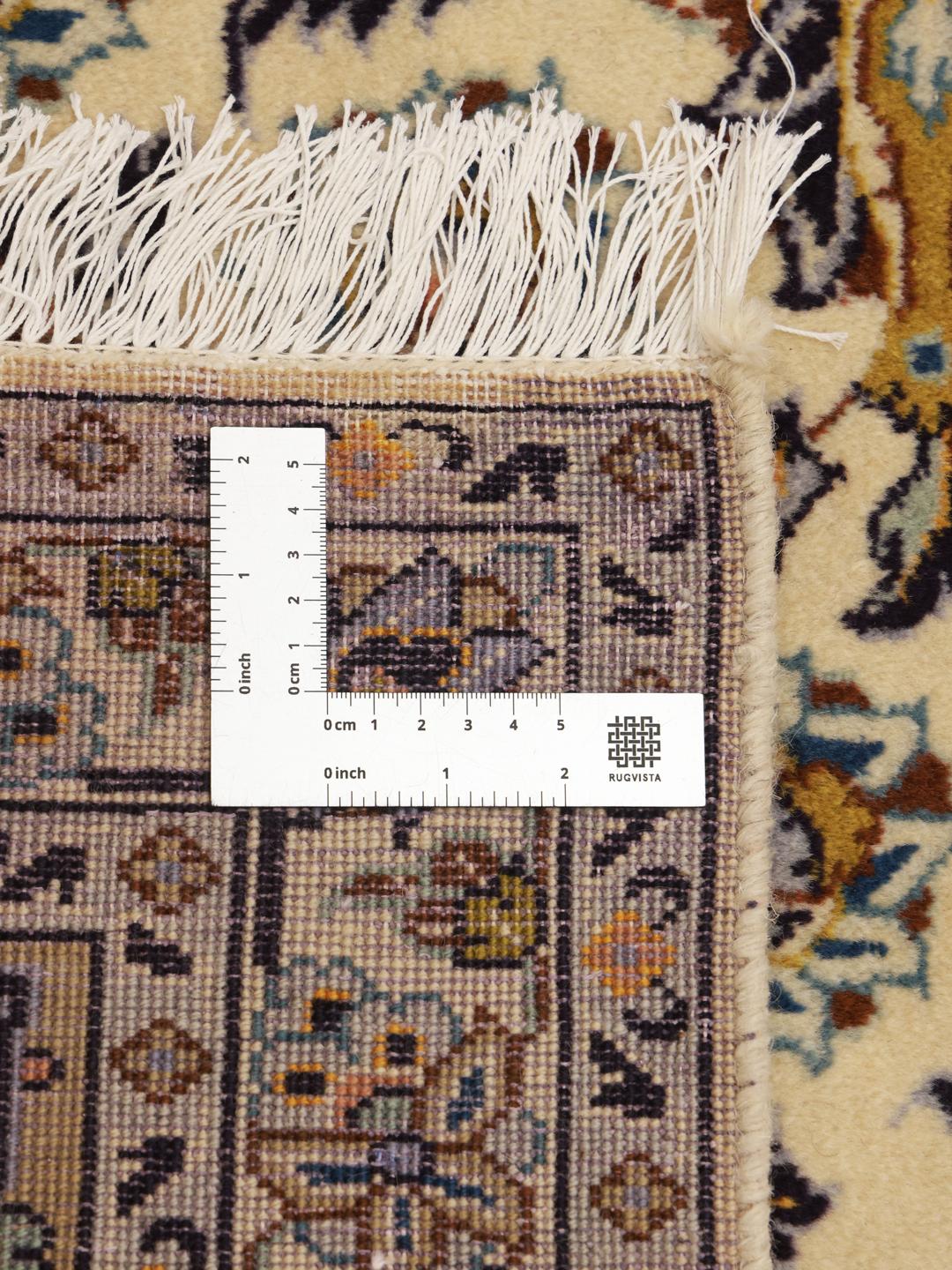 Hand-knotted Keshan rug from the Middle East in beige tones