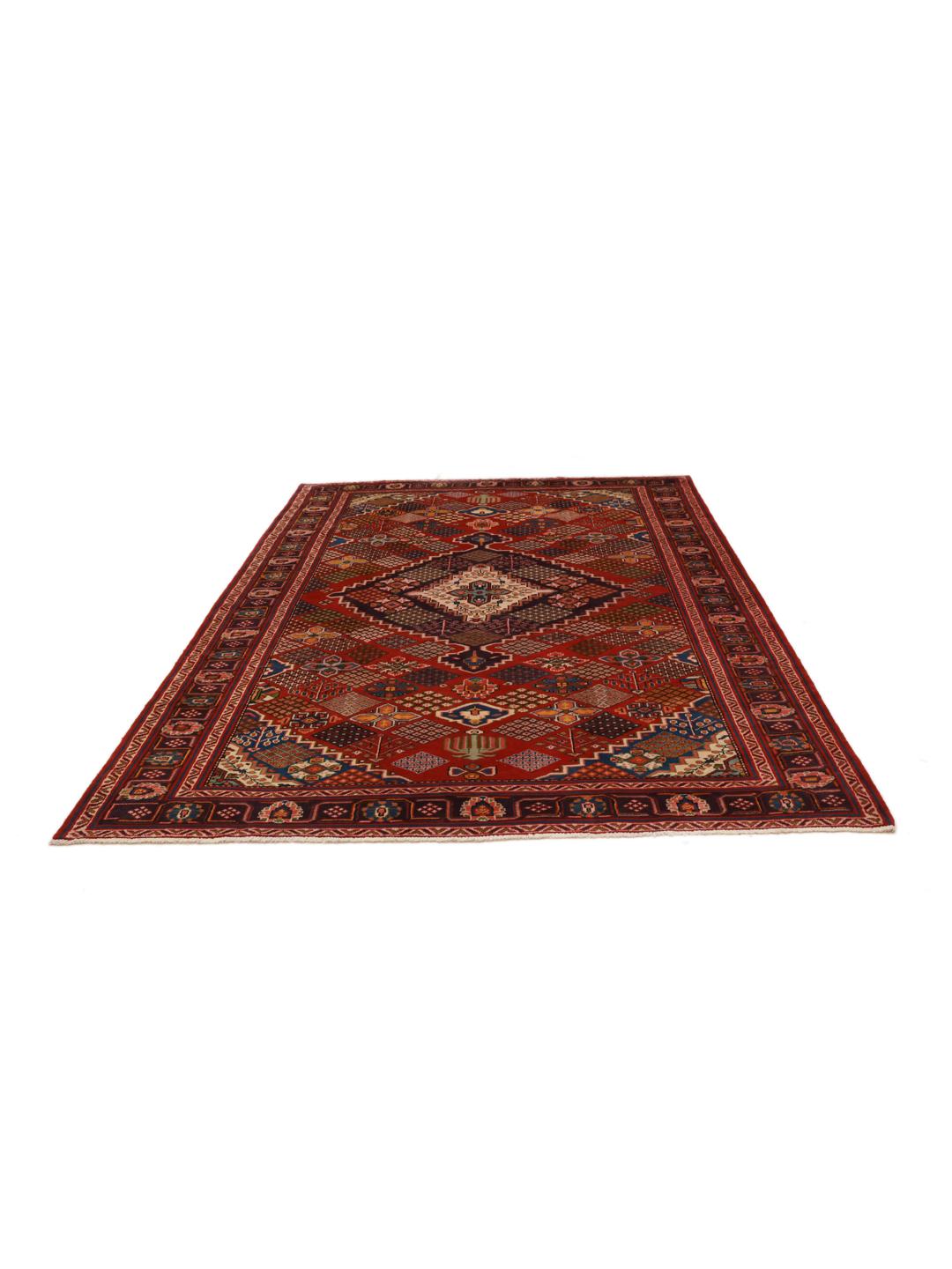 Handgeknoopt rood Joshaghan-tapijt met ingewikkelde geometrische patronen uit het Midden-Oosten
