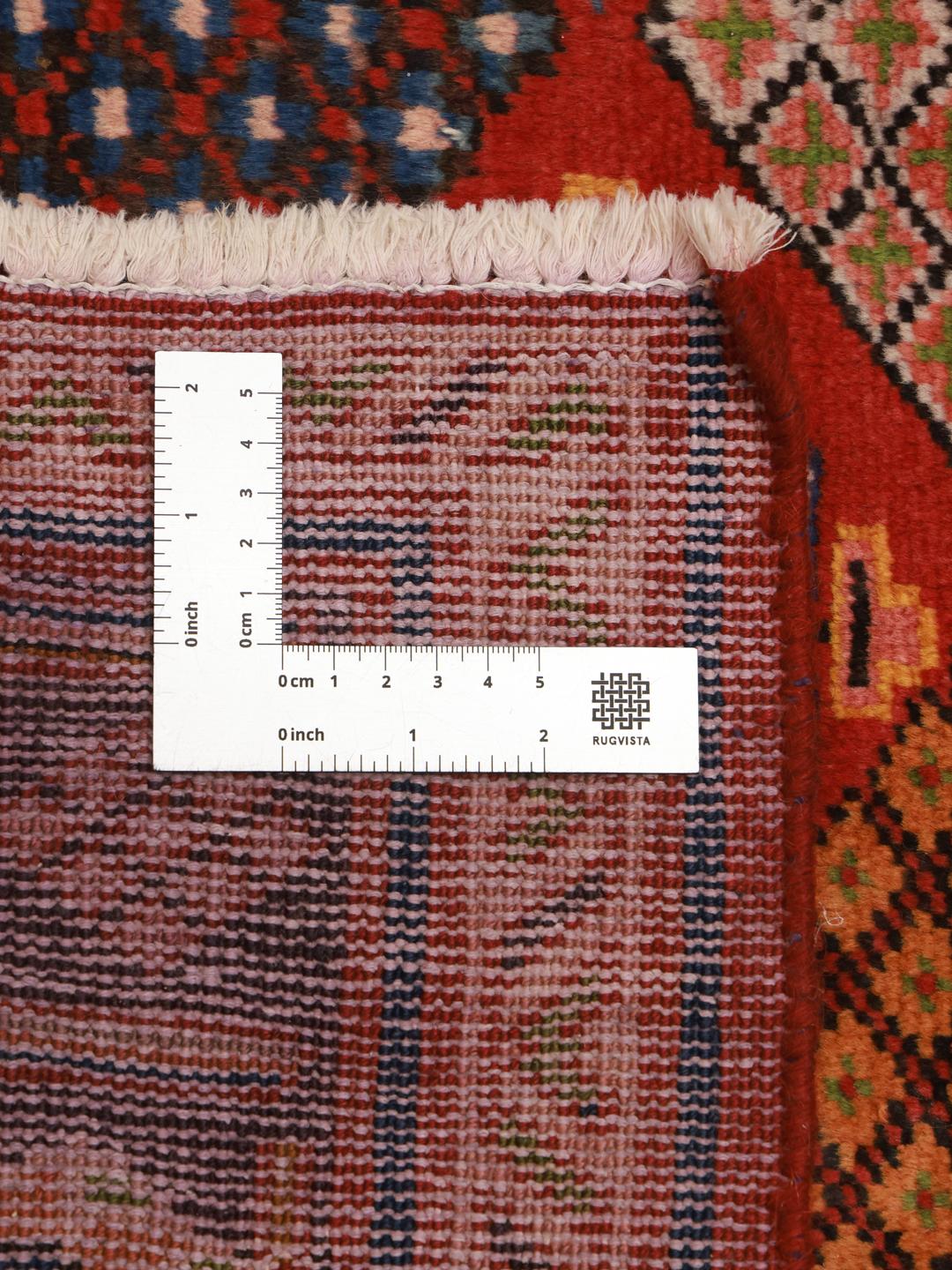 Handgeknoopt rood Joshaghan-tapijt met ingewikkelde geometrische patronen uit het Midden-Oosten