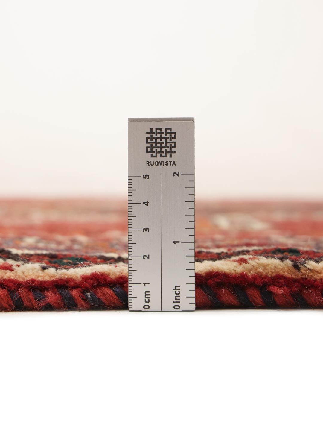 Handgeknoopt rood Shiraz-tapijt uit het Midden-Oosten met geometrische patronen