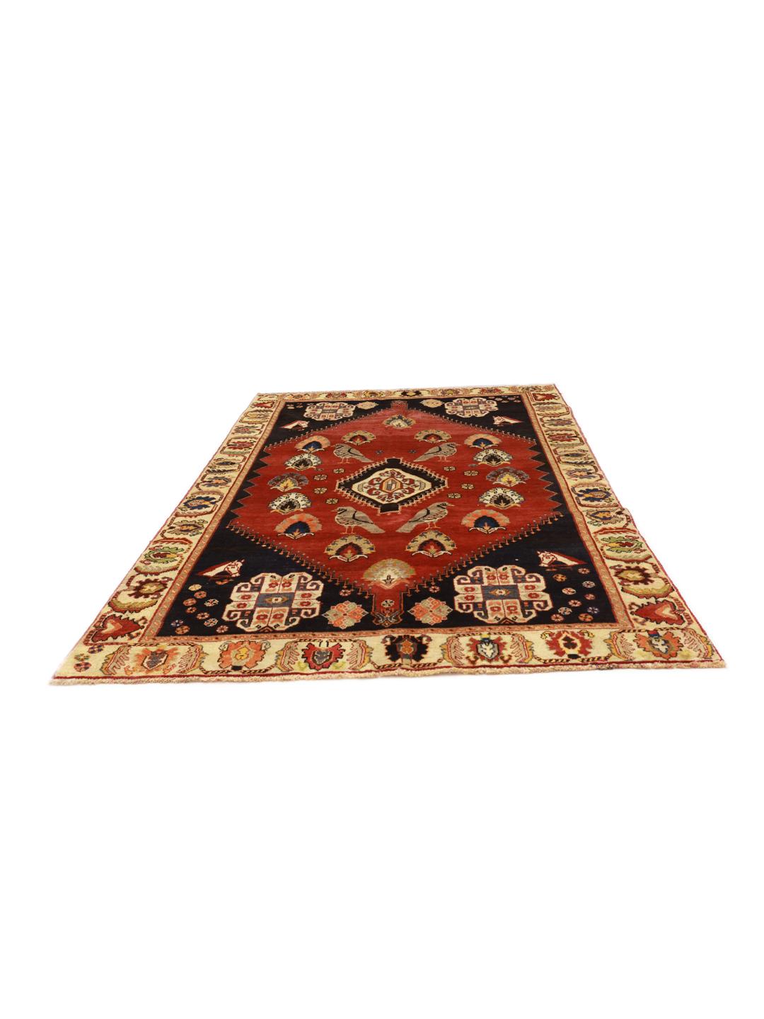 Hand-knotted Ghashghai rug from the Middle East in multicolor wool