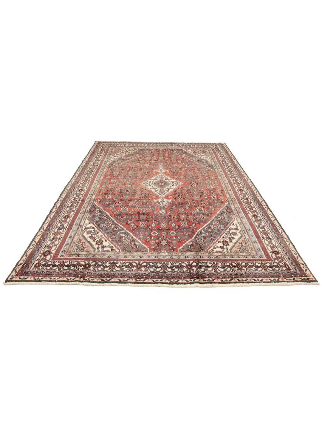 Hand-knotted Hamadan rug from the Middle East in dark-red and charcoal tones.