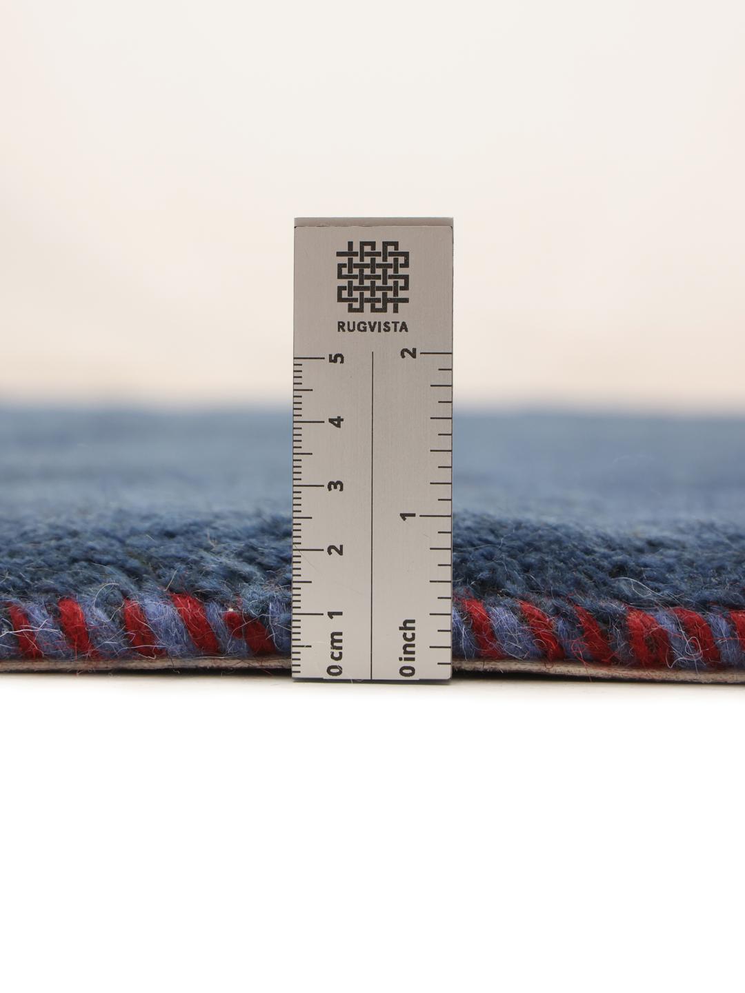 Handgeknoopt Gabbeh-kleed uit het Midden-Oosten in een diepe donkerblauwe kleur